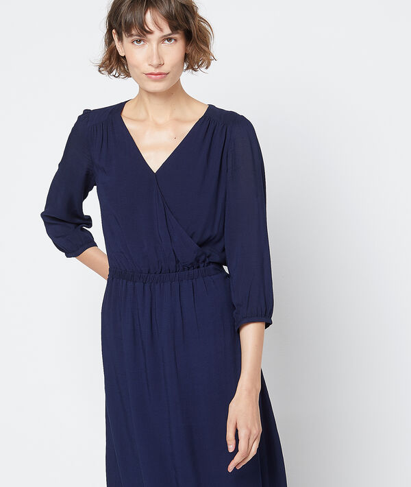 Robe longue cache-coeur marine.