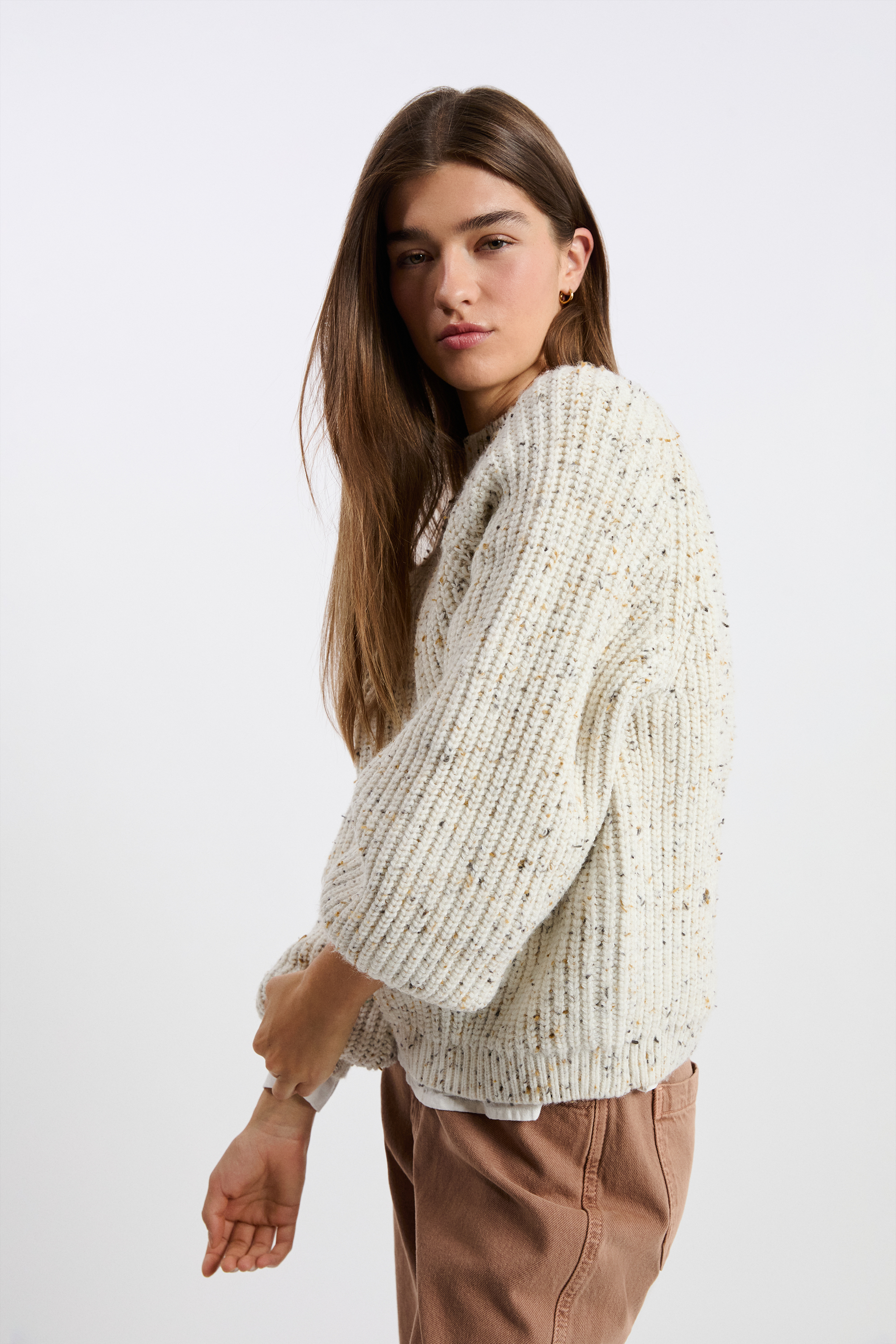 Pull Crème Paillettes Dorées Rafaela - Taille PL (Petite) - Neuf Avec étiquettes