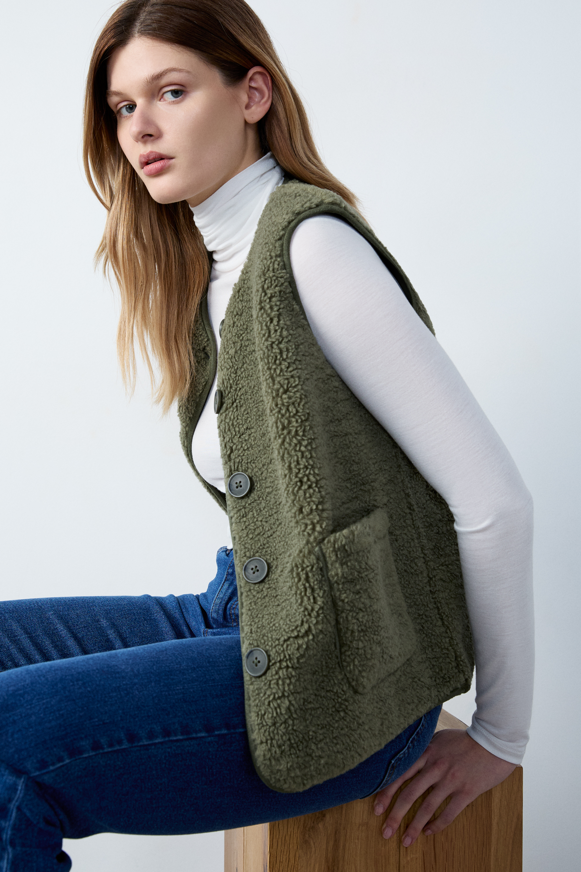 veste en jean sans manche promod