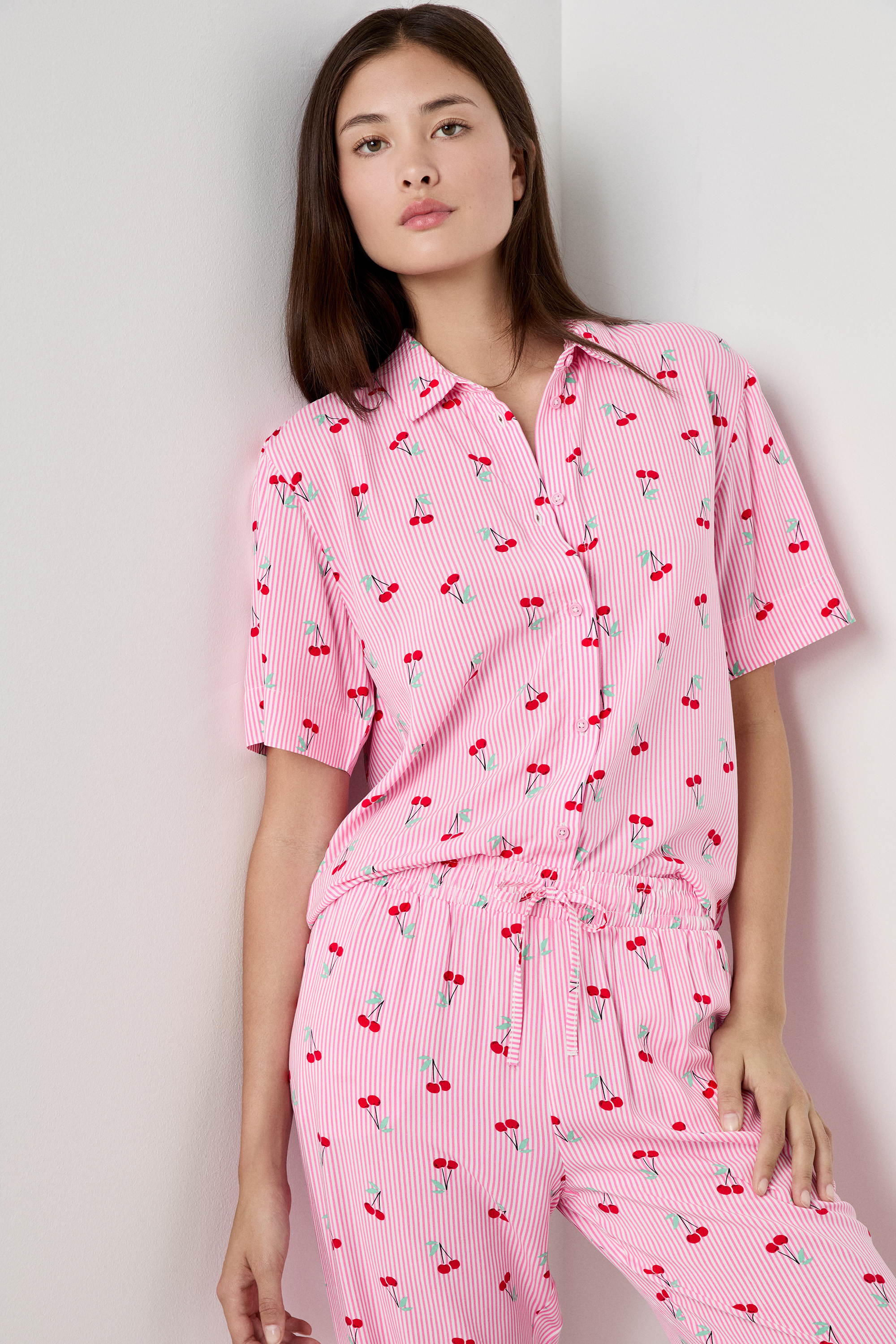 Chemise de pyjama à imprimés cerises CALISTO FUSHIA ETAM
