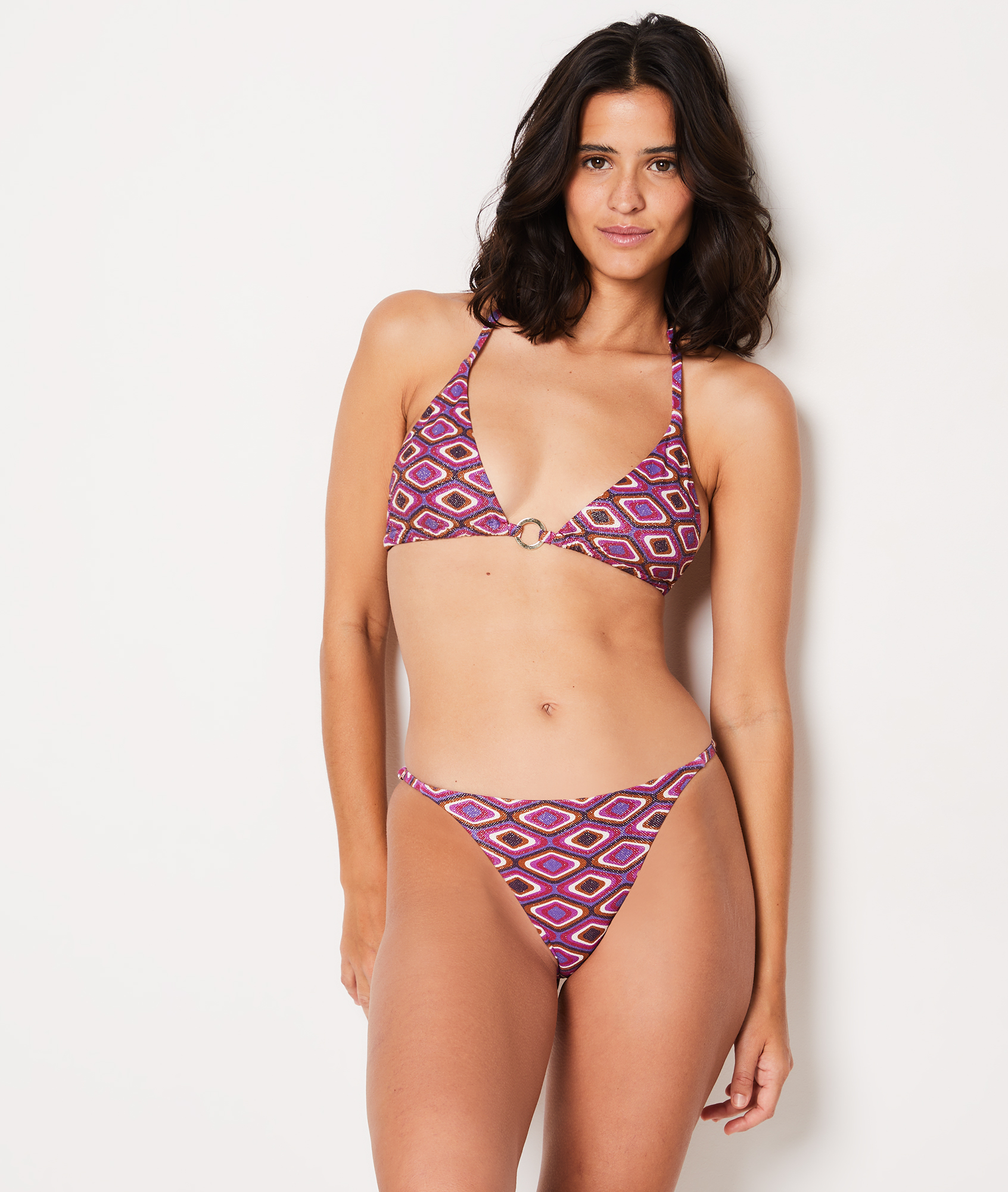Bas De Bikini Brésilien Femme - Imprimé, Taille Haute, Cordon De Serrage, Polyester/spandex, 2025