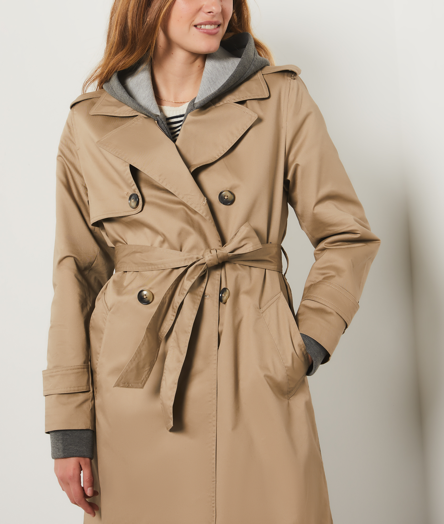 Veste Manteau Long Trench Femme Trench Long JODDIE BEIGE ETAM
