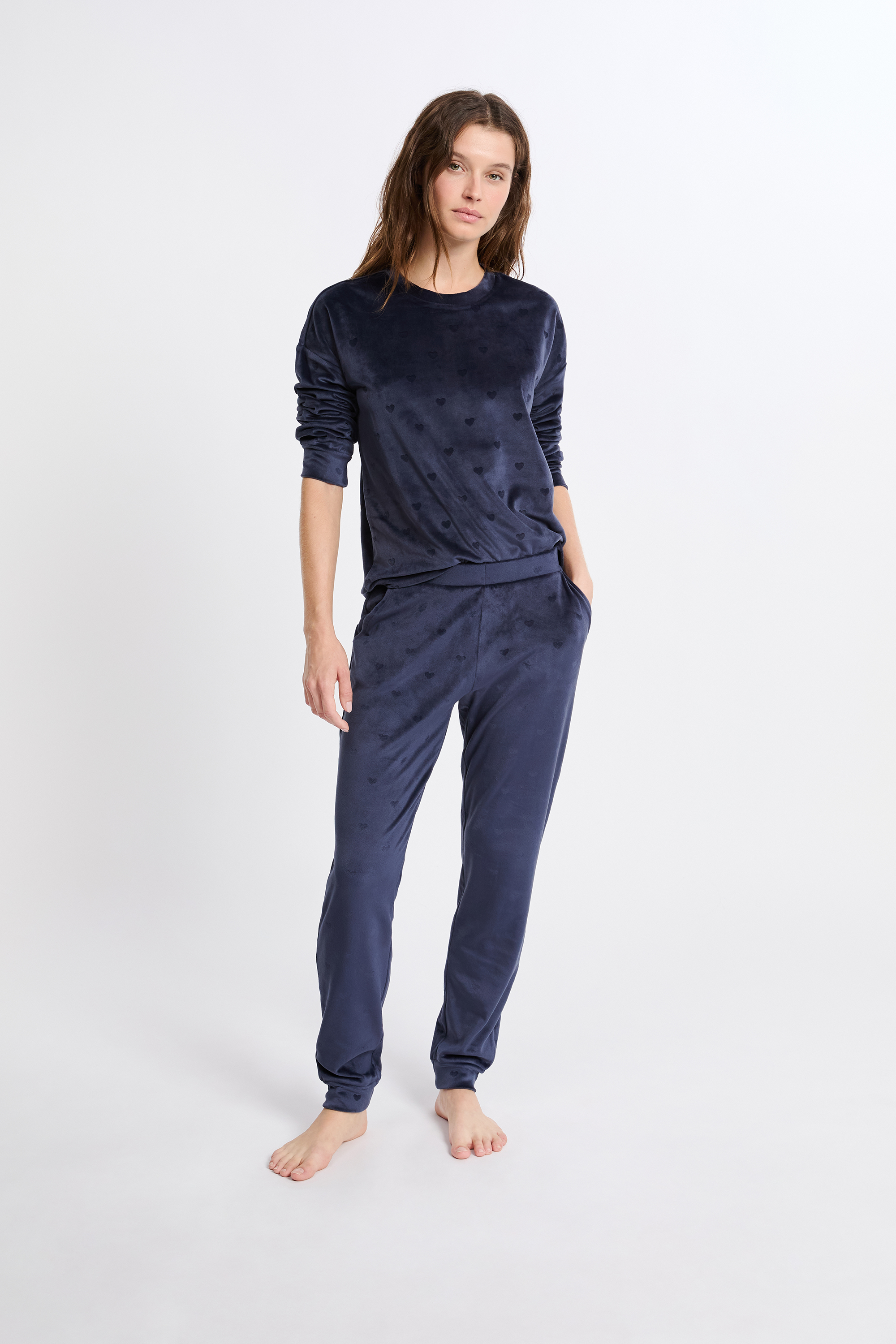Ensemble de pyjama 2 pièces à motifs coeurs en velours POLYESTER - ETAM