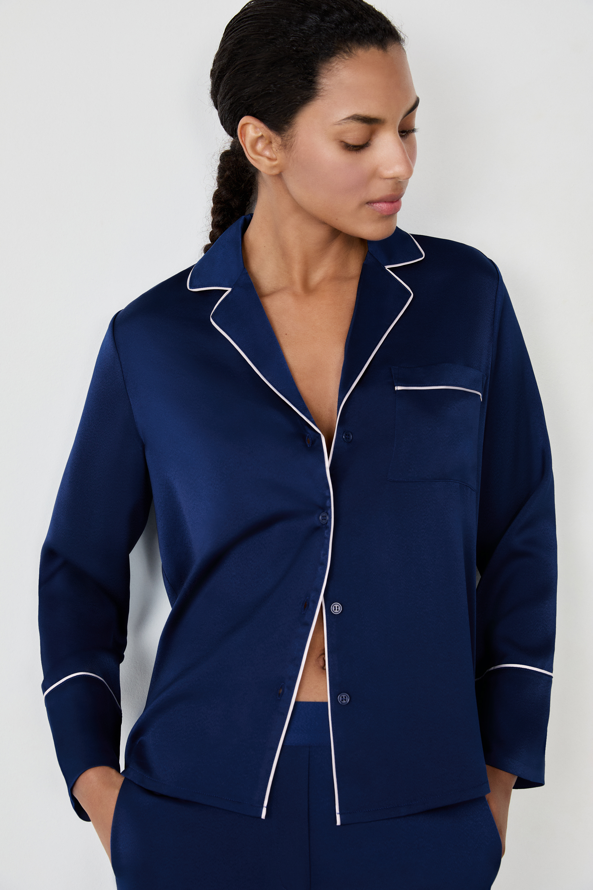 Pyjama Femme Hiver En Coton - Chemise Longue à Boutons Et Pantalon Long, Doux Et Confortable, Manches Longues