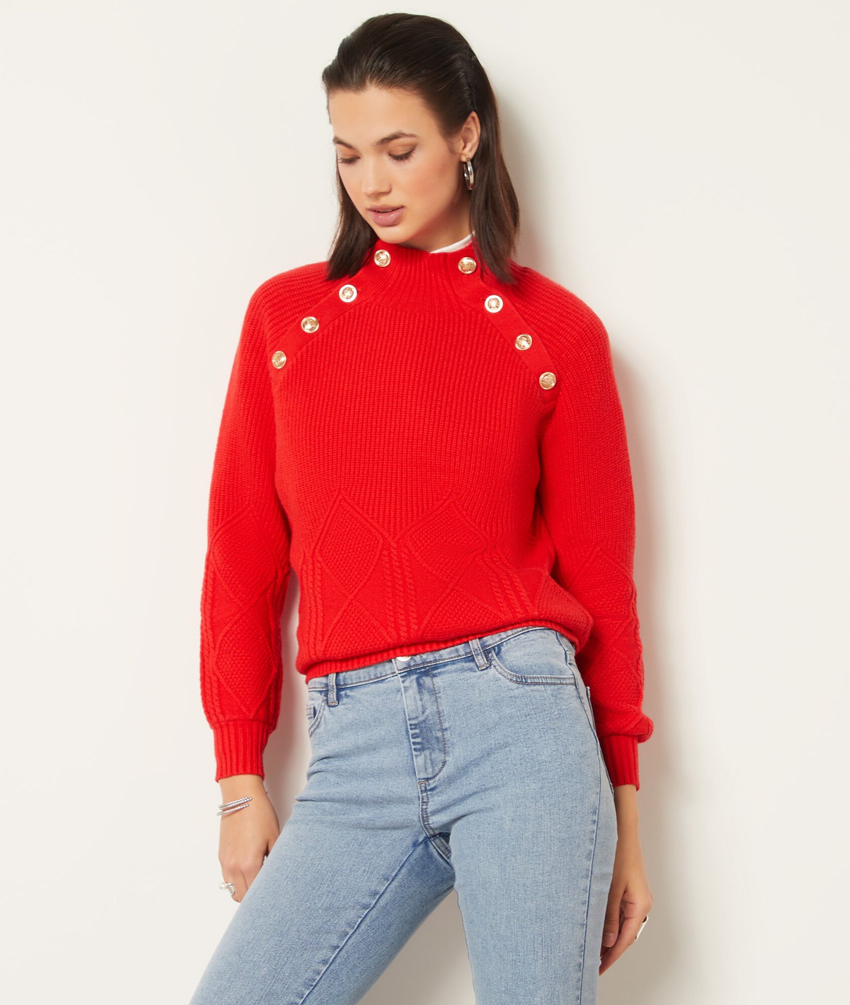 pull rouge femme etam