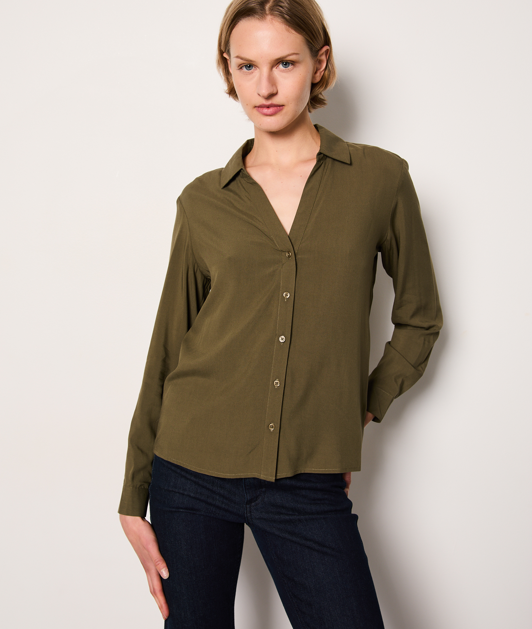 Chemisier Noir Femme Gracia Manches Longues - Taille M - Occasion En Très Bon état