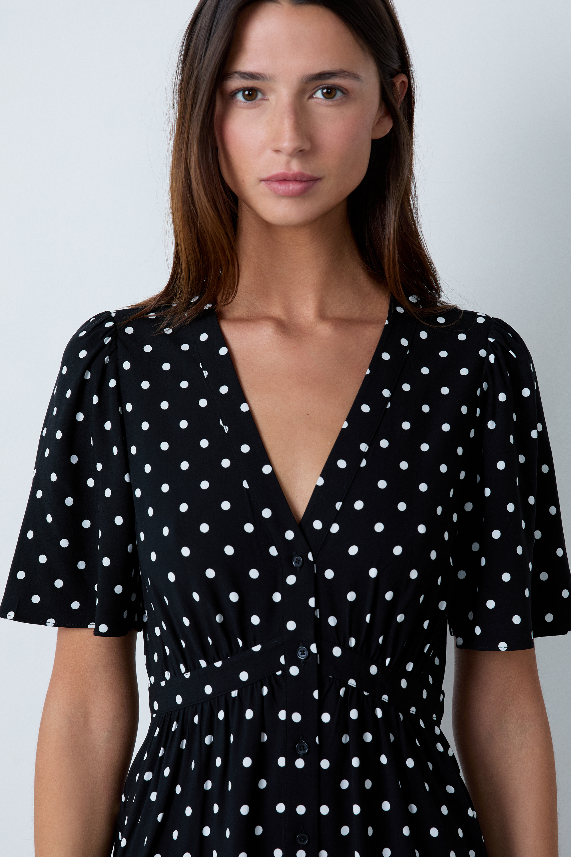 Robe courte à pois ELIA IMP IMP FD NOIR ETAM