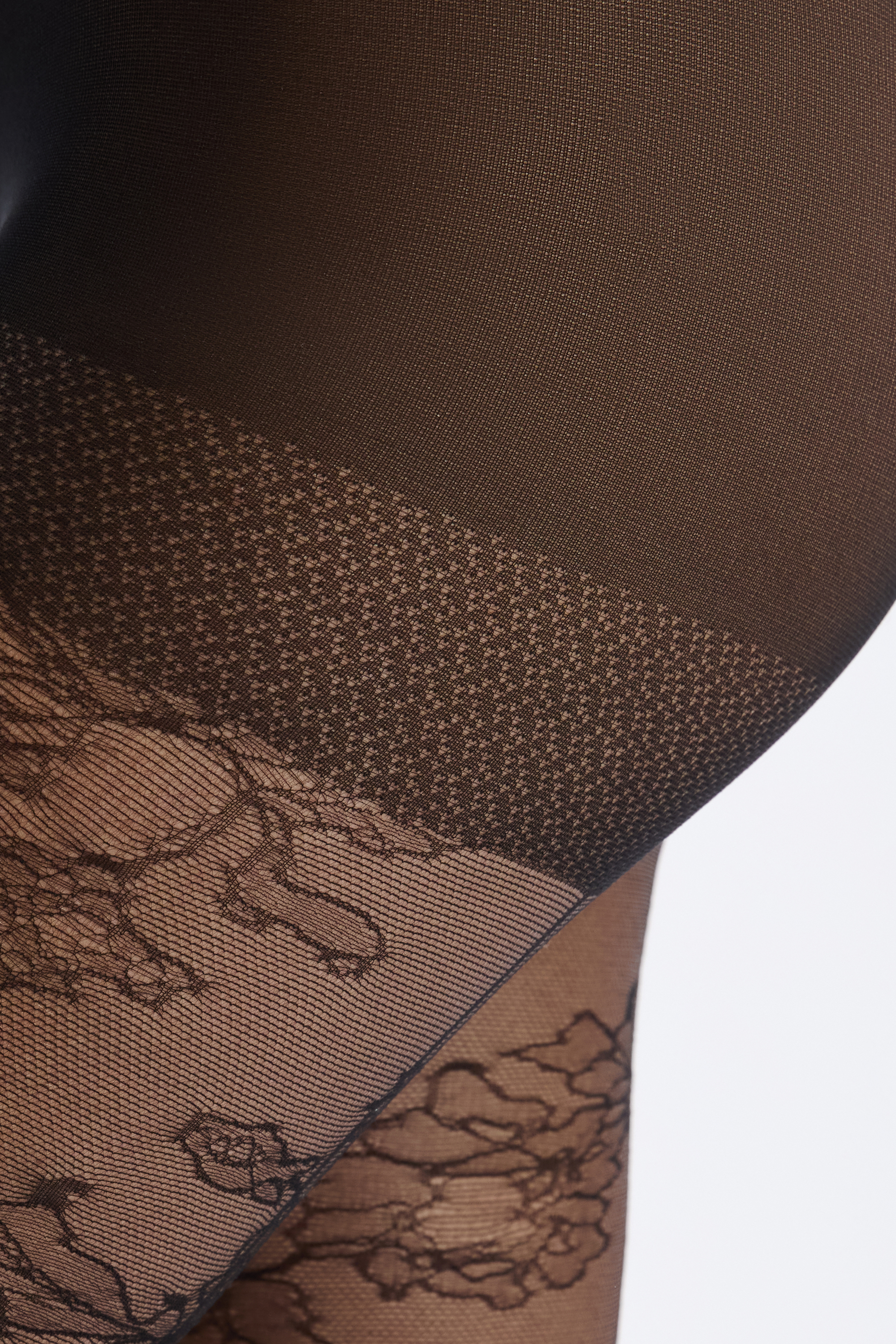 Collant Fantaisie Gerbe Florea - Motif Floral Taupe - Taille 2 - Édition Limitée - Made In France