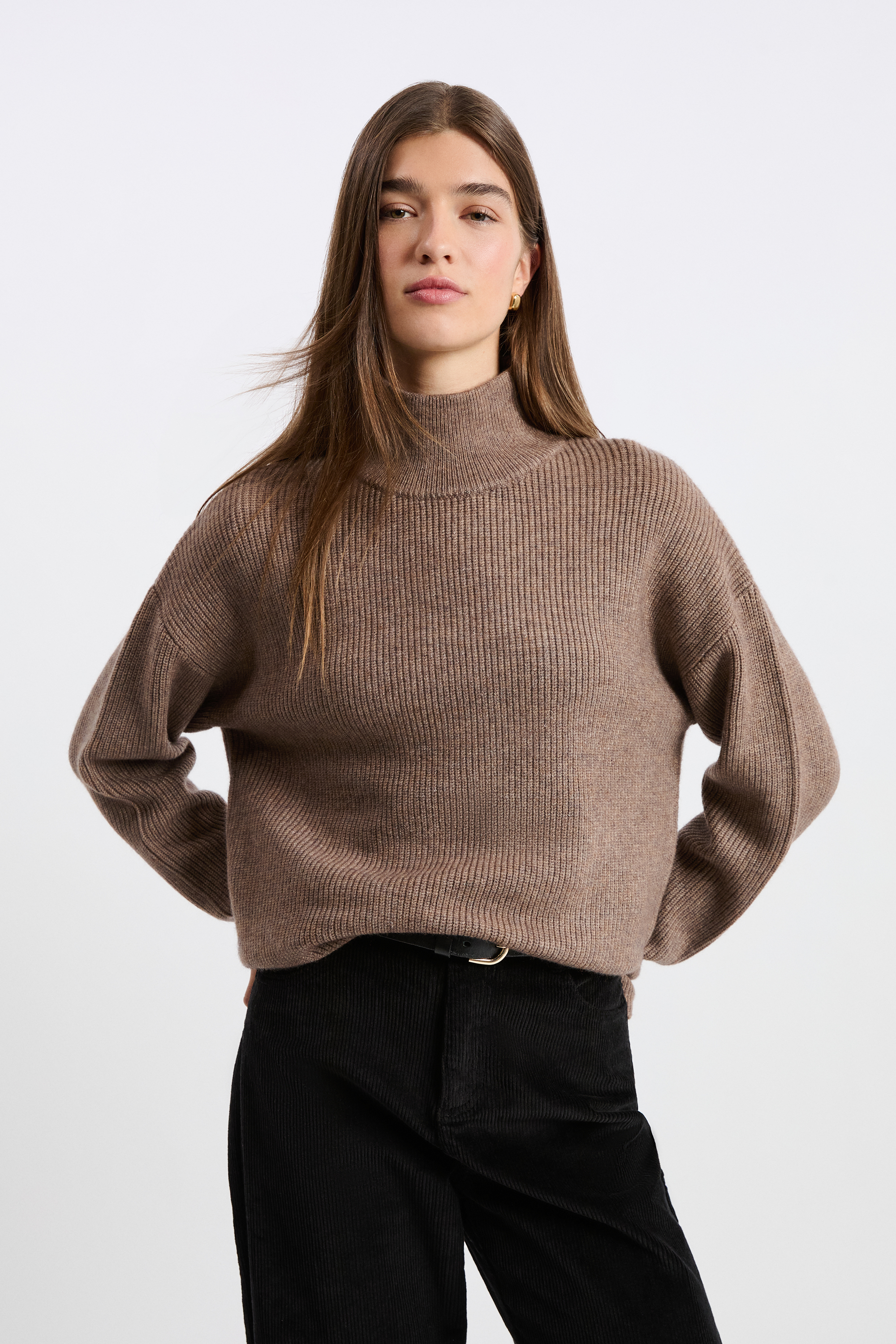 Pull col montant LULU COLMONTAN TAUPE ETAM