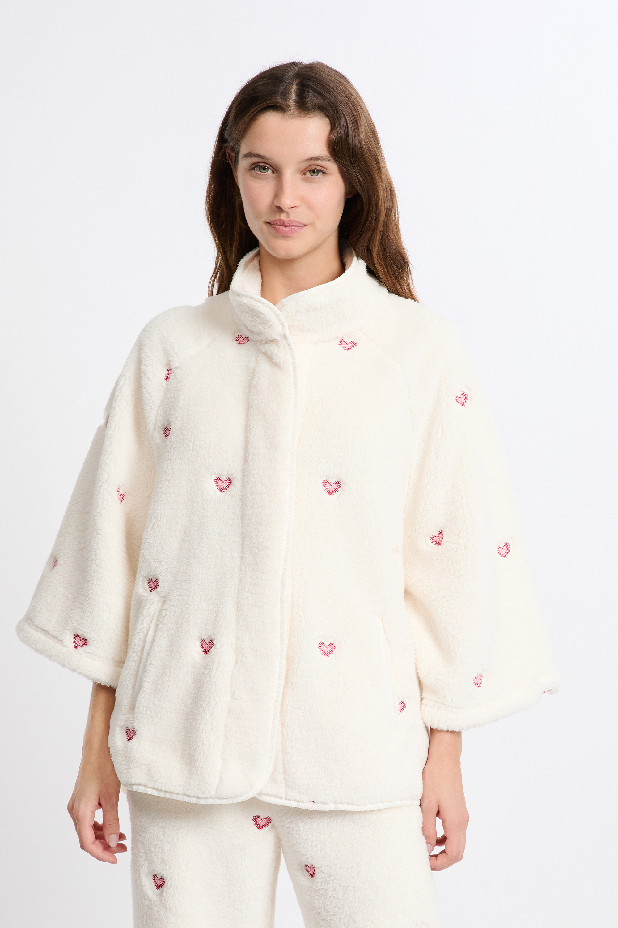 Veste à motifs coeurs effet polaire POLYESTER - ETAM