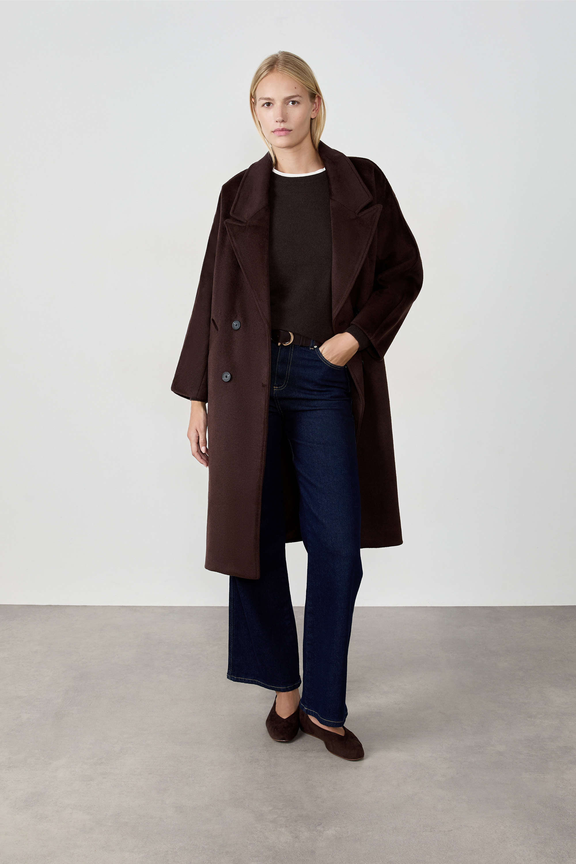 Manteau long coupe droite