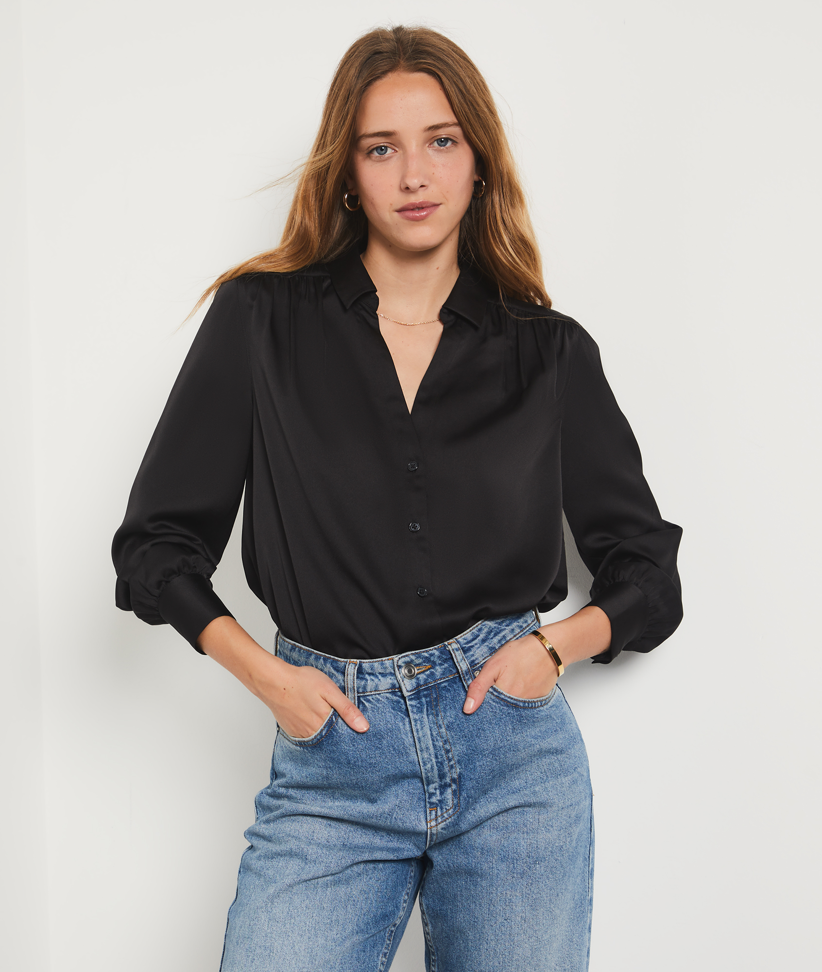 Chemise satin?�e EOLYA NOIR - ETAM