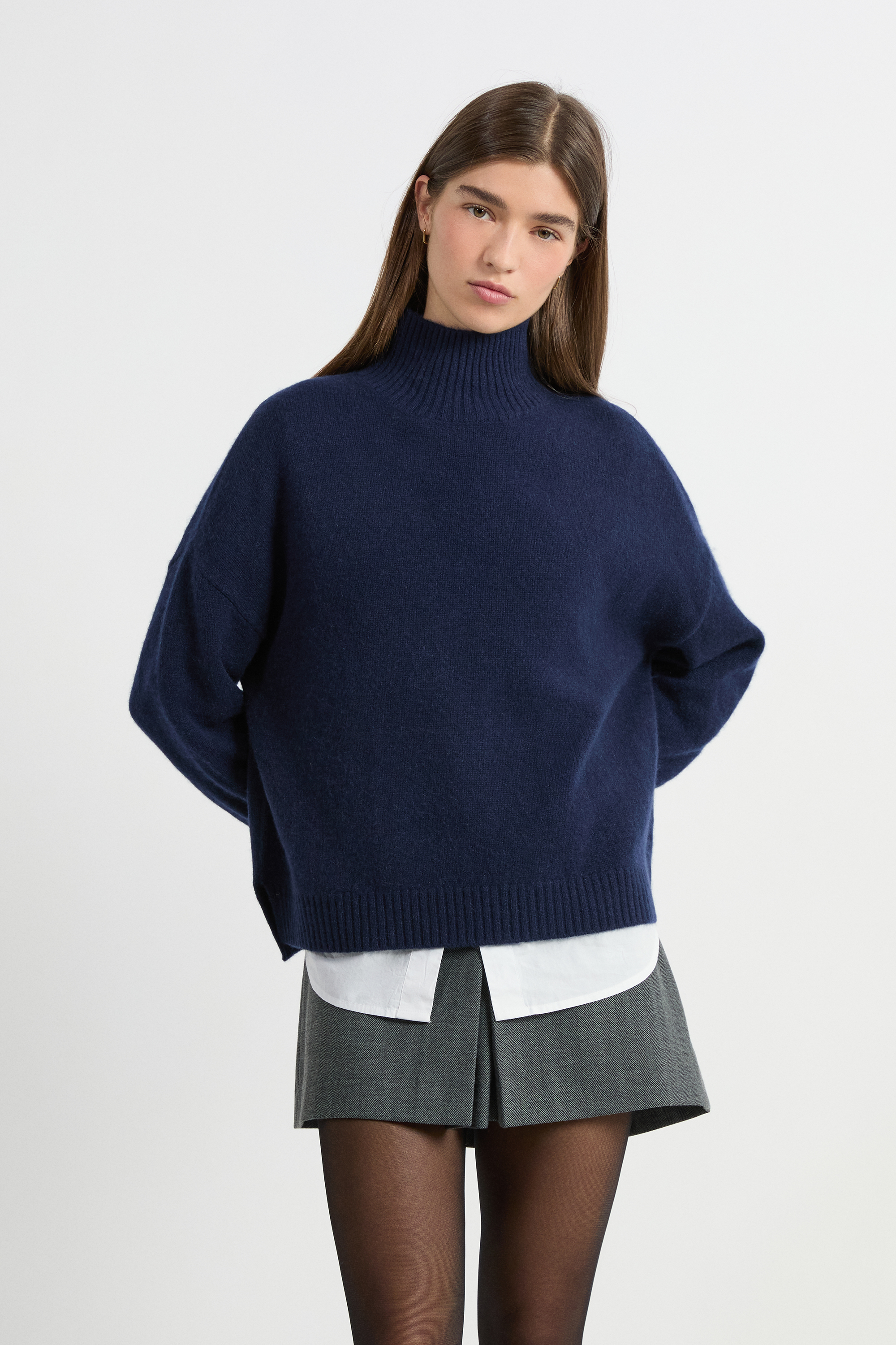 Pull col montant en cachemire