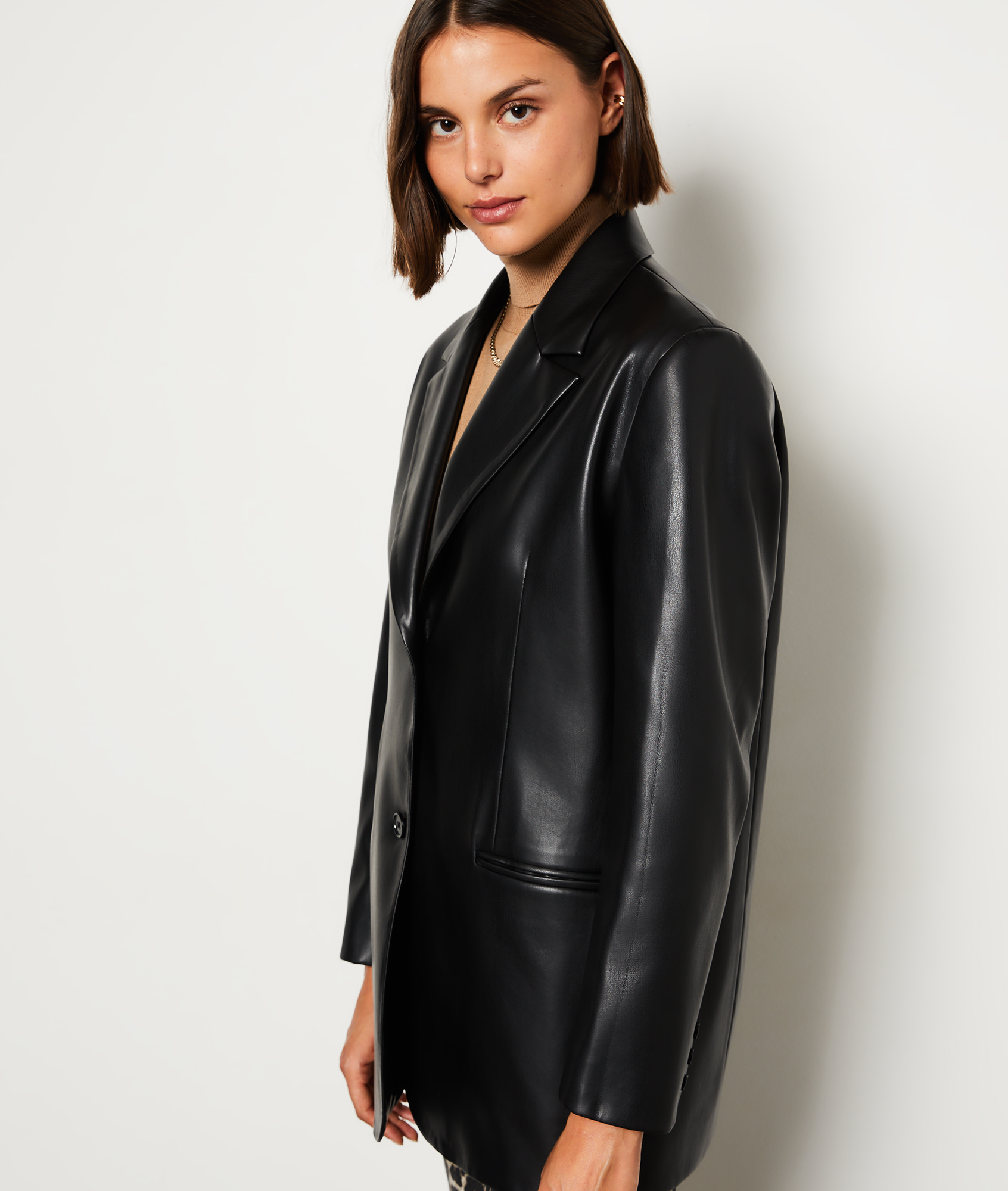 Veste Blazer Veste Simili Cuir Femme Mi Longue Gilet De Printemps