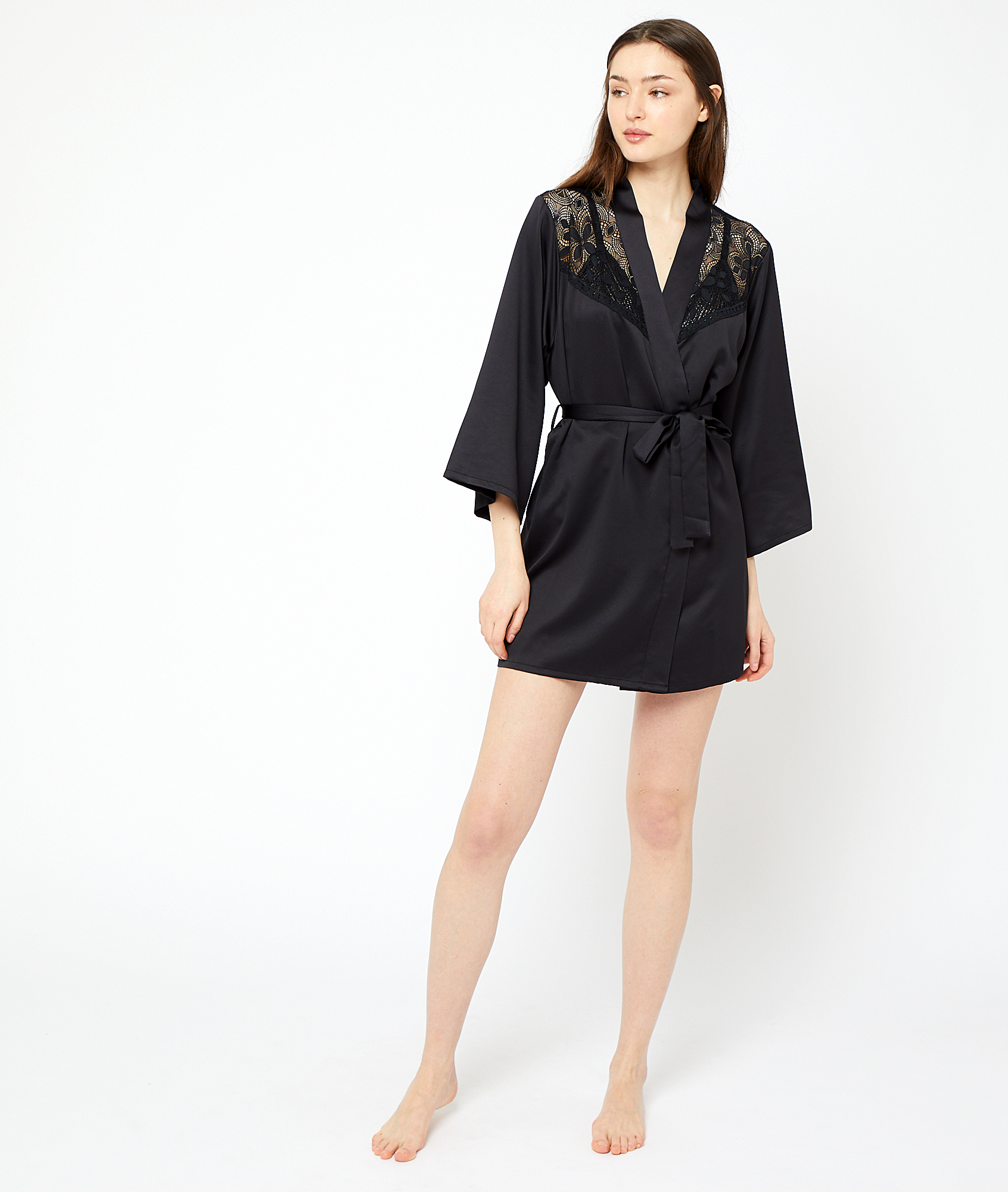 Kimono détails dentelle NOIR ETAM