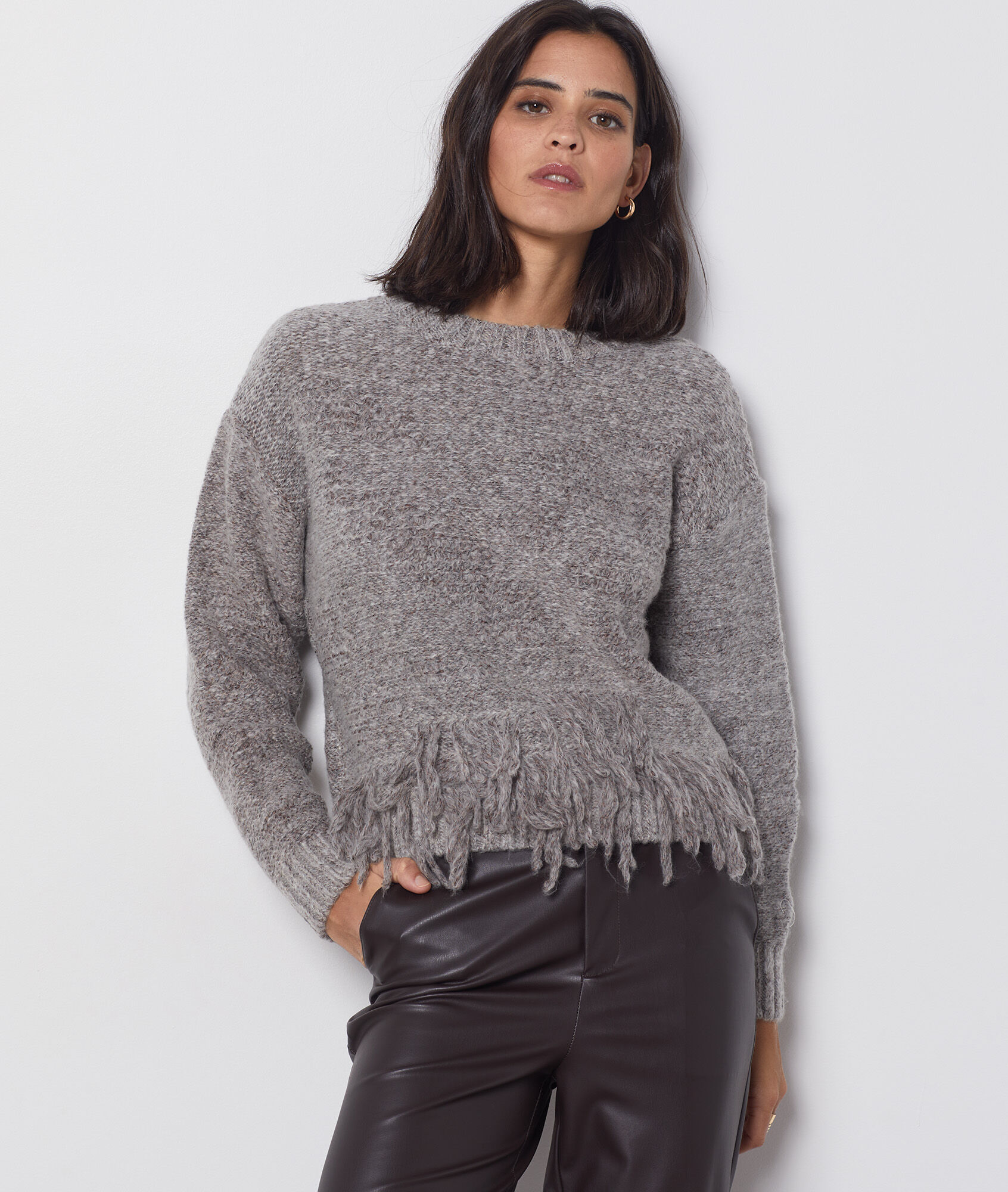 Pull Fin Beige Avec Lurex Maille Fantaisie Etam - Taille L - Occasion Très Bon état