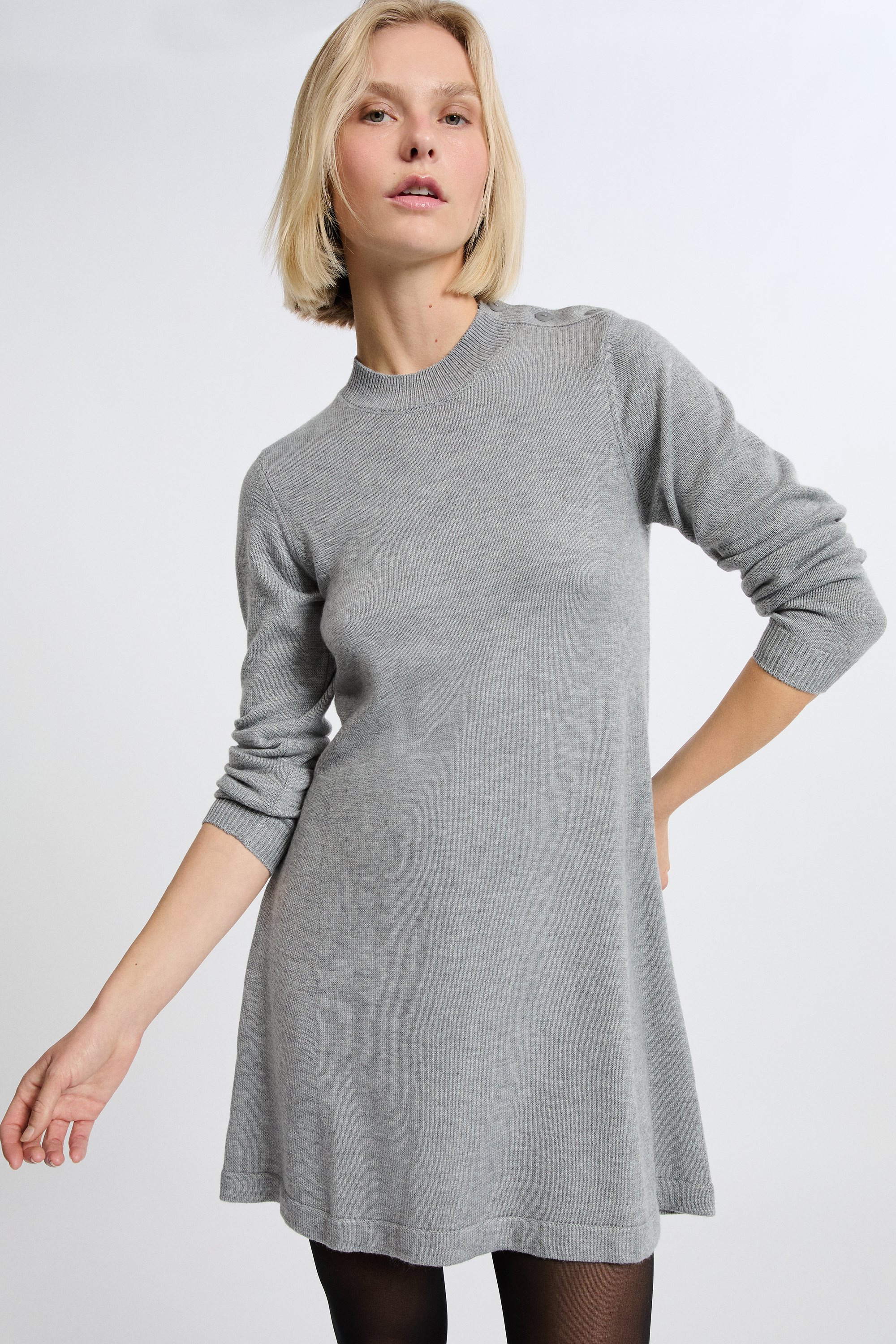 Robe Faconnable Gris Foncé Taille 38 – 100% Laine, Doublure Satin – Occasion Très Bon état