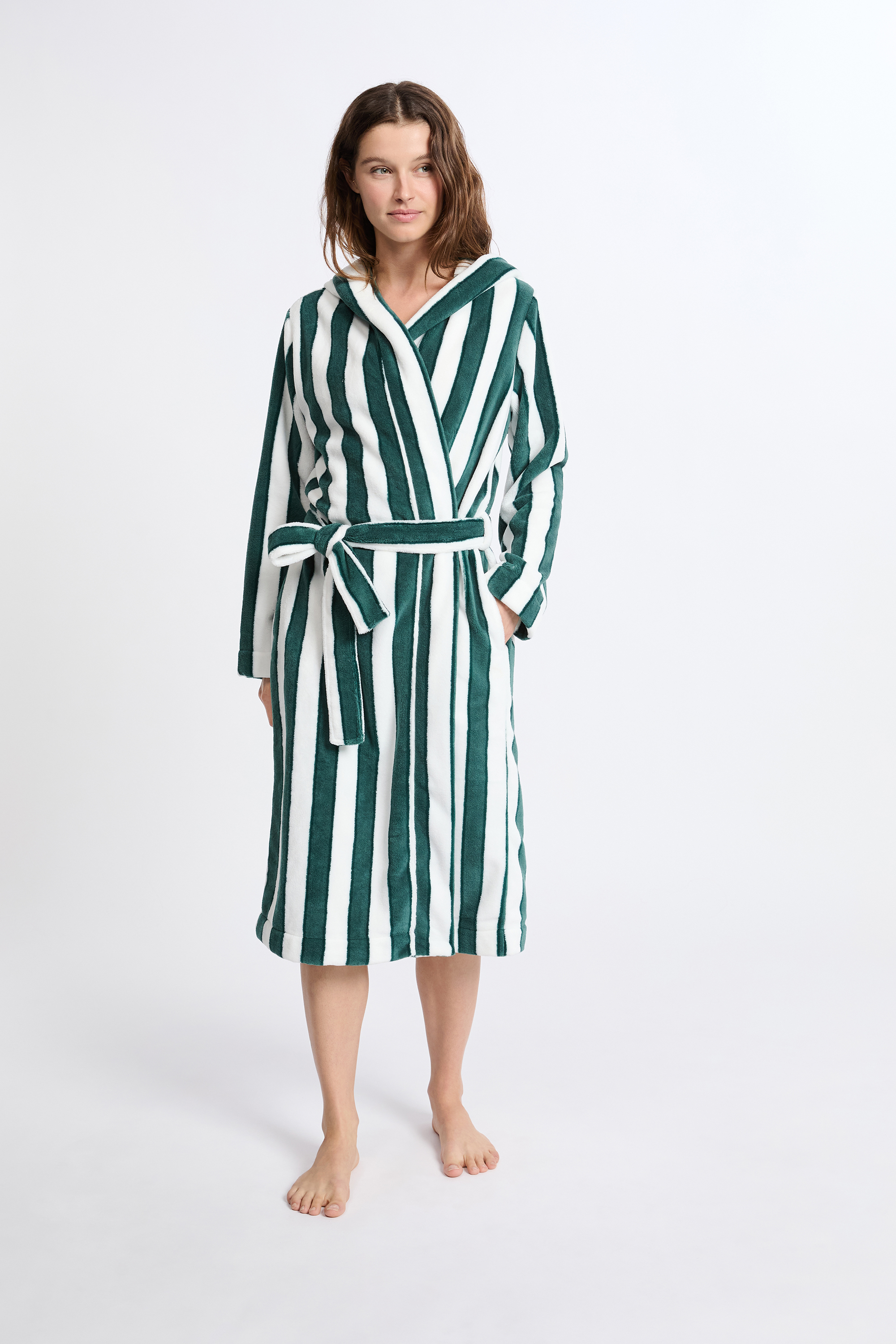 Peignoir mi-long à rayures POLYESTER - ETAM