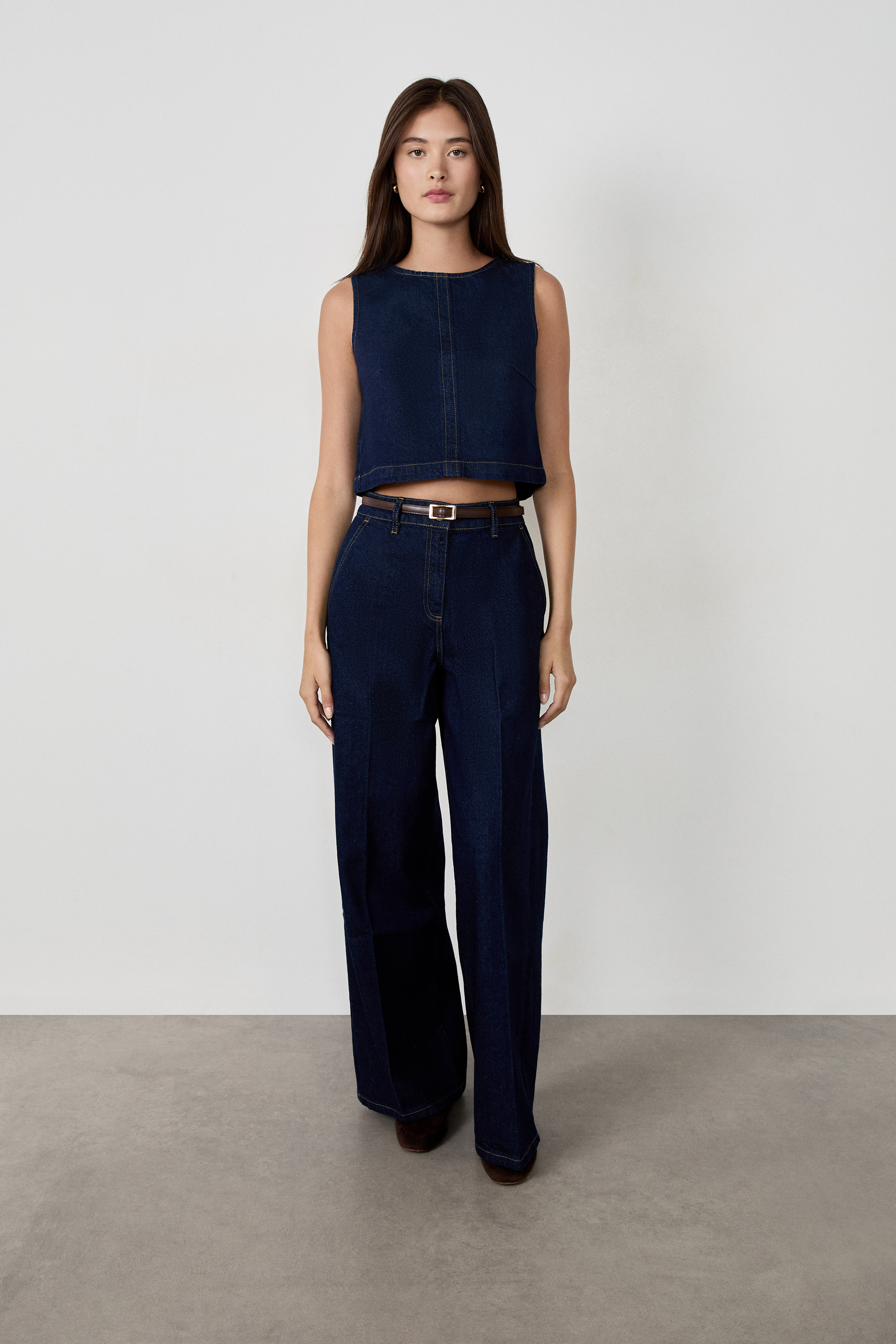 Robe Chambray Tibi Sans Manches Avec Lacets Dans Le Dos - Taille 4-6, 100% Coton, Occasion Très Bon état