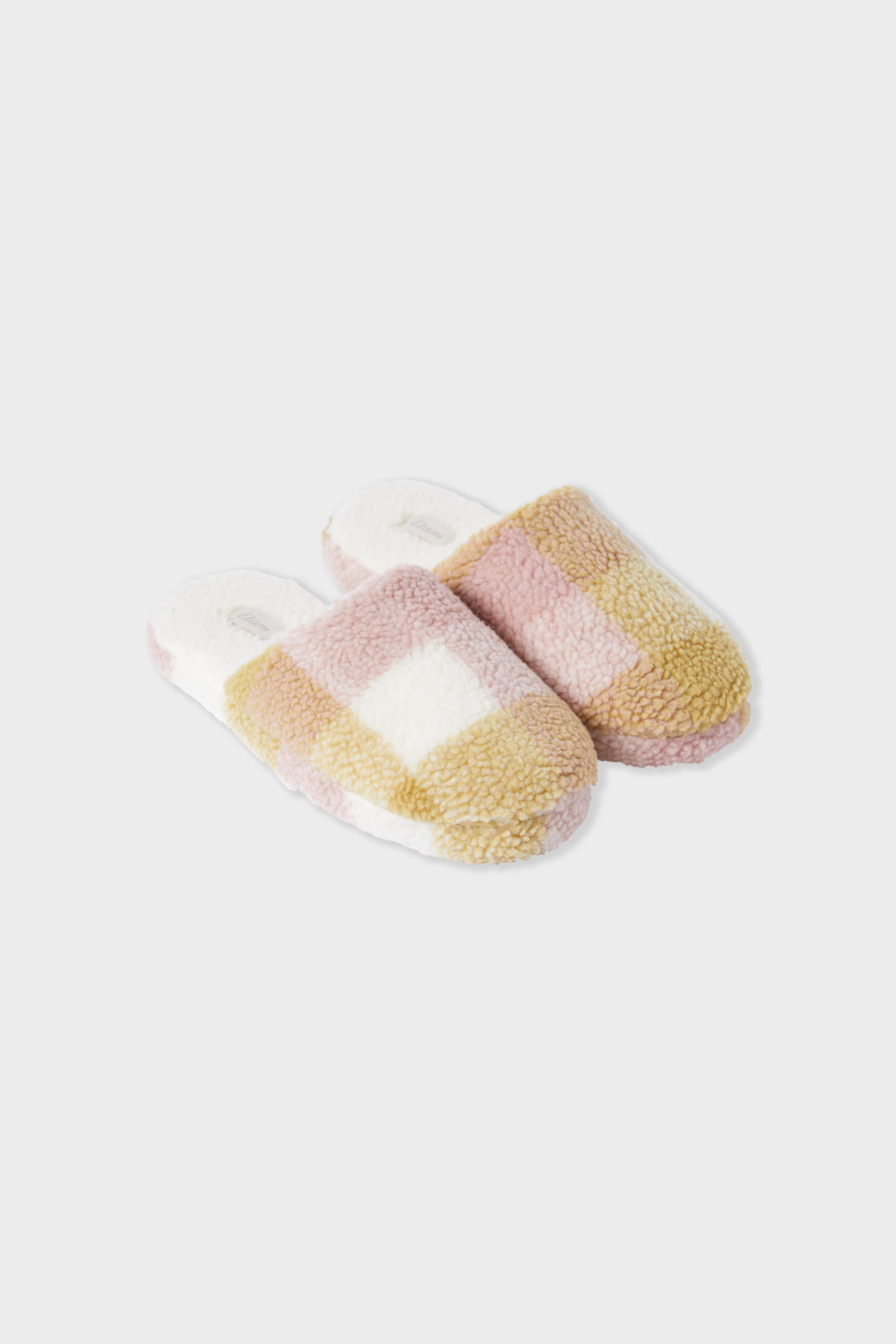 Chaussons mules polaires à carreaux