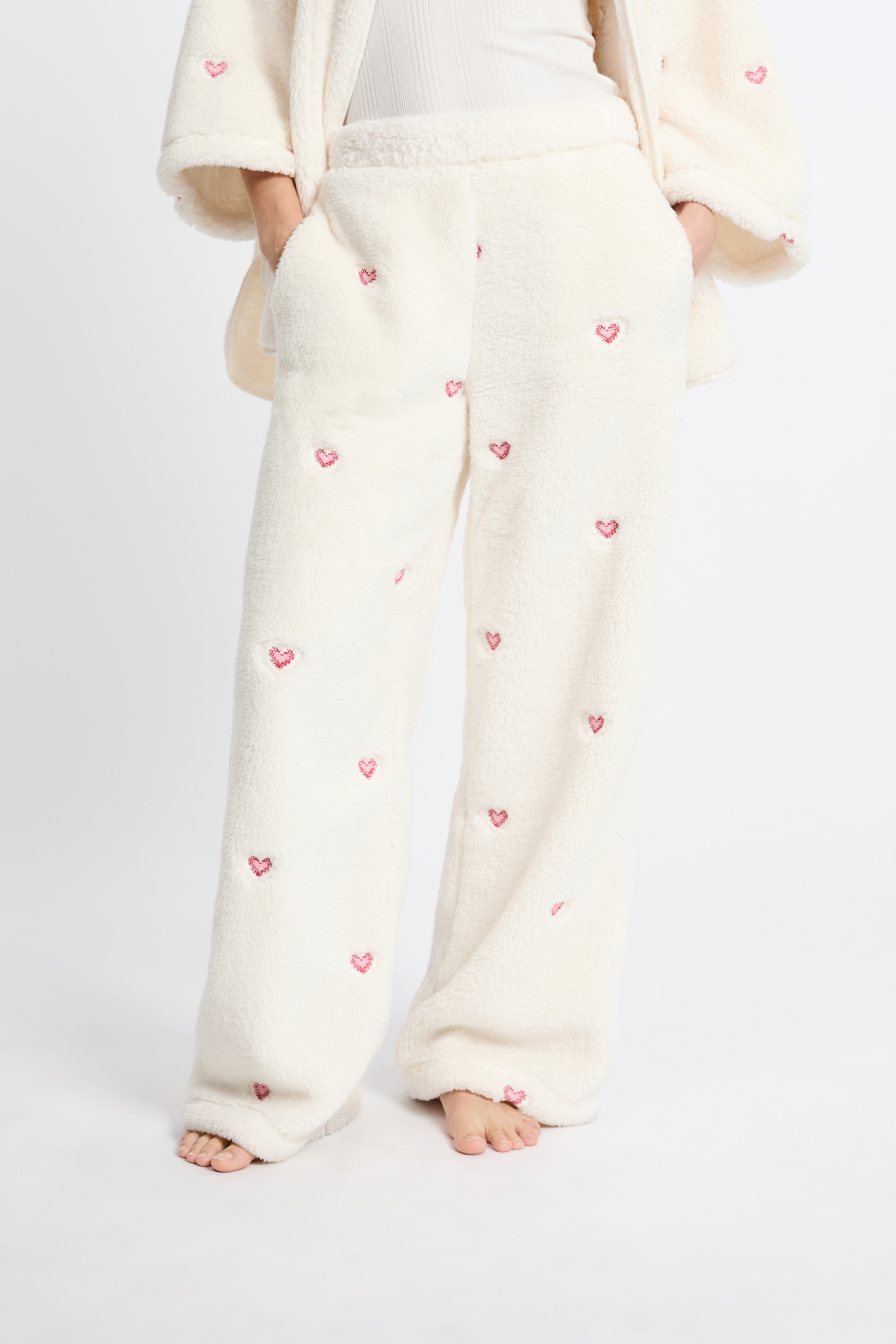 Pantalon de pyjama à motifs coeurs effet polaire POLYESTER - ETAM