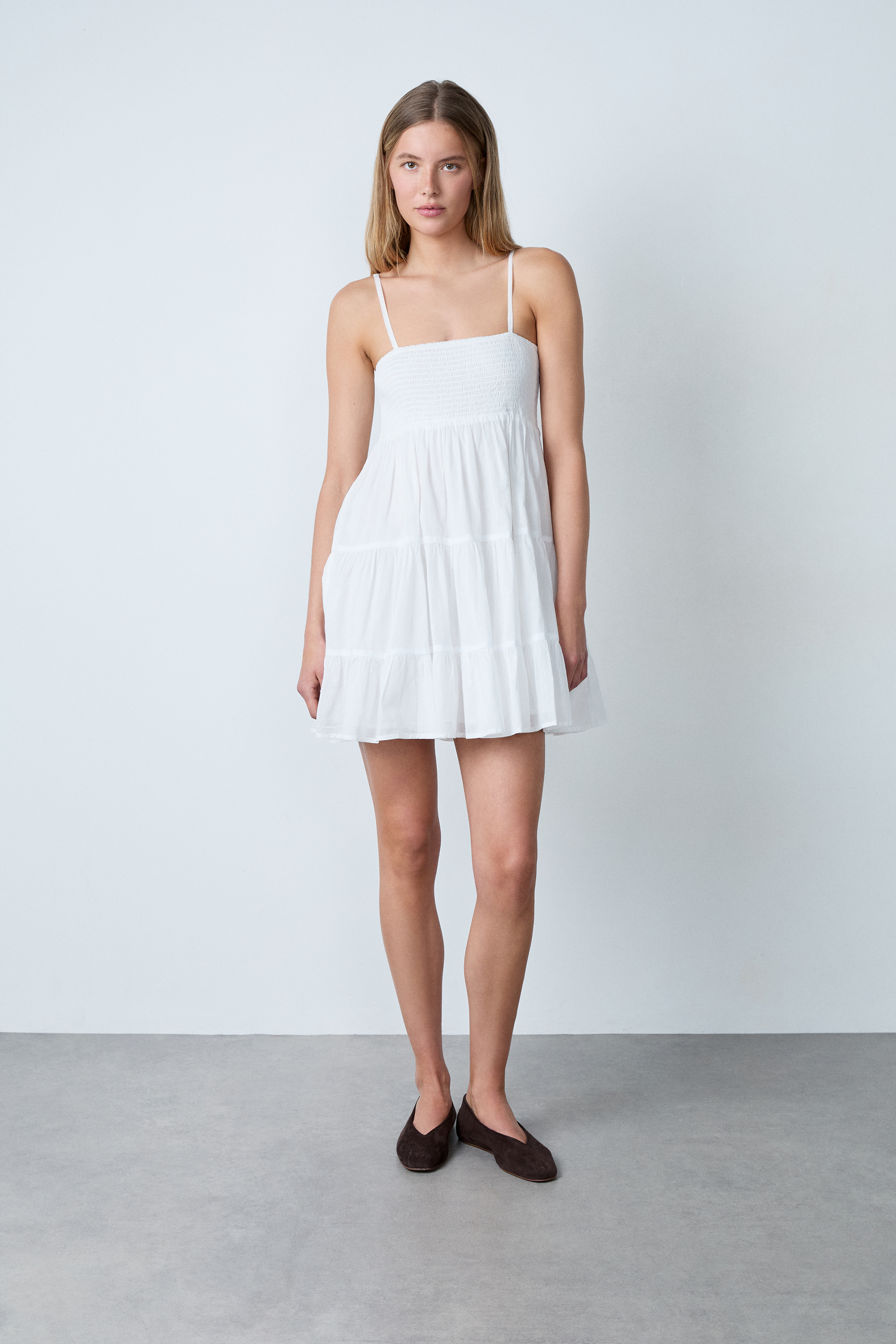Robe courte en coton fines bretelles