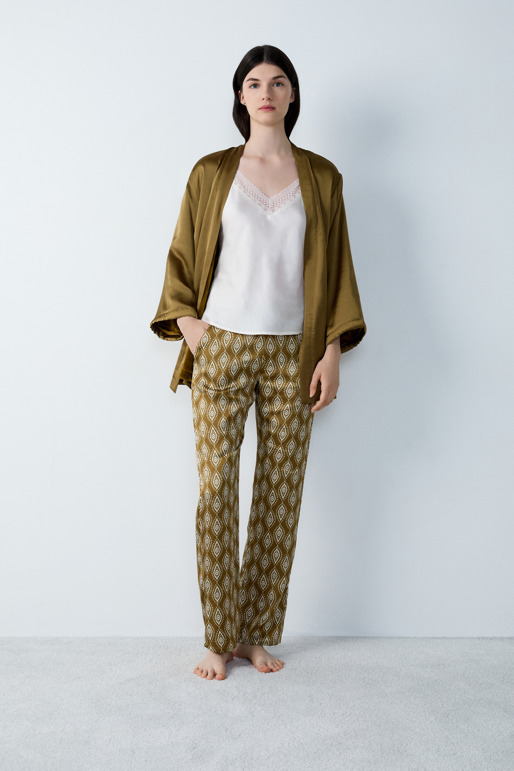 Ensemble pyjama pièces de pyjamas veste velours NEX KAKI ETAM