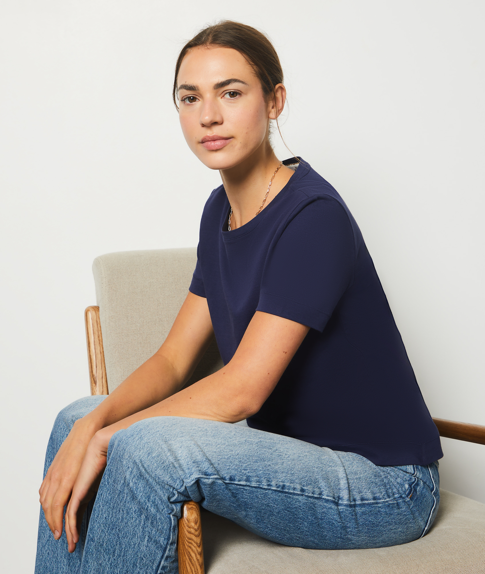 T-shirt manches courtes 100% coton PALMAS BLEU NUIT - ETAM