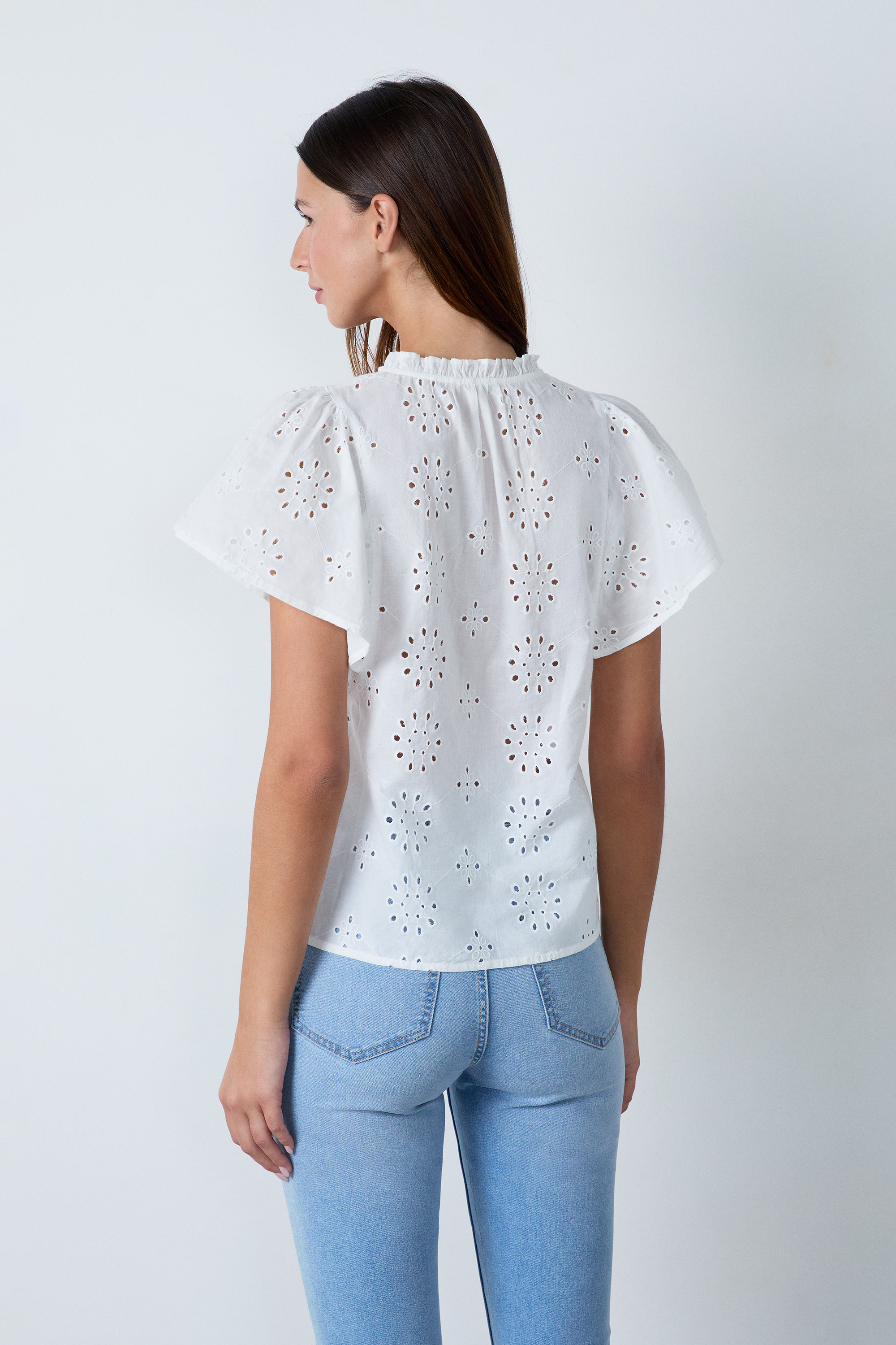 Petit Haut Manches Courtes Brodé En Coton - Couleur Rose - Taille XXL - Neuf Lavé Non Repassé