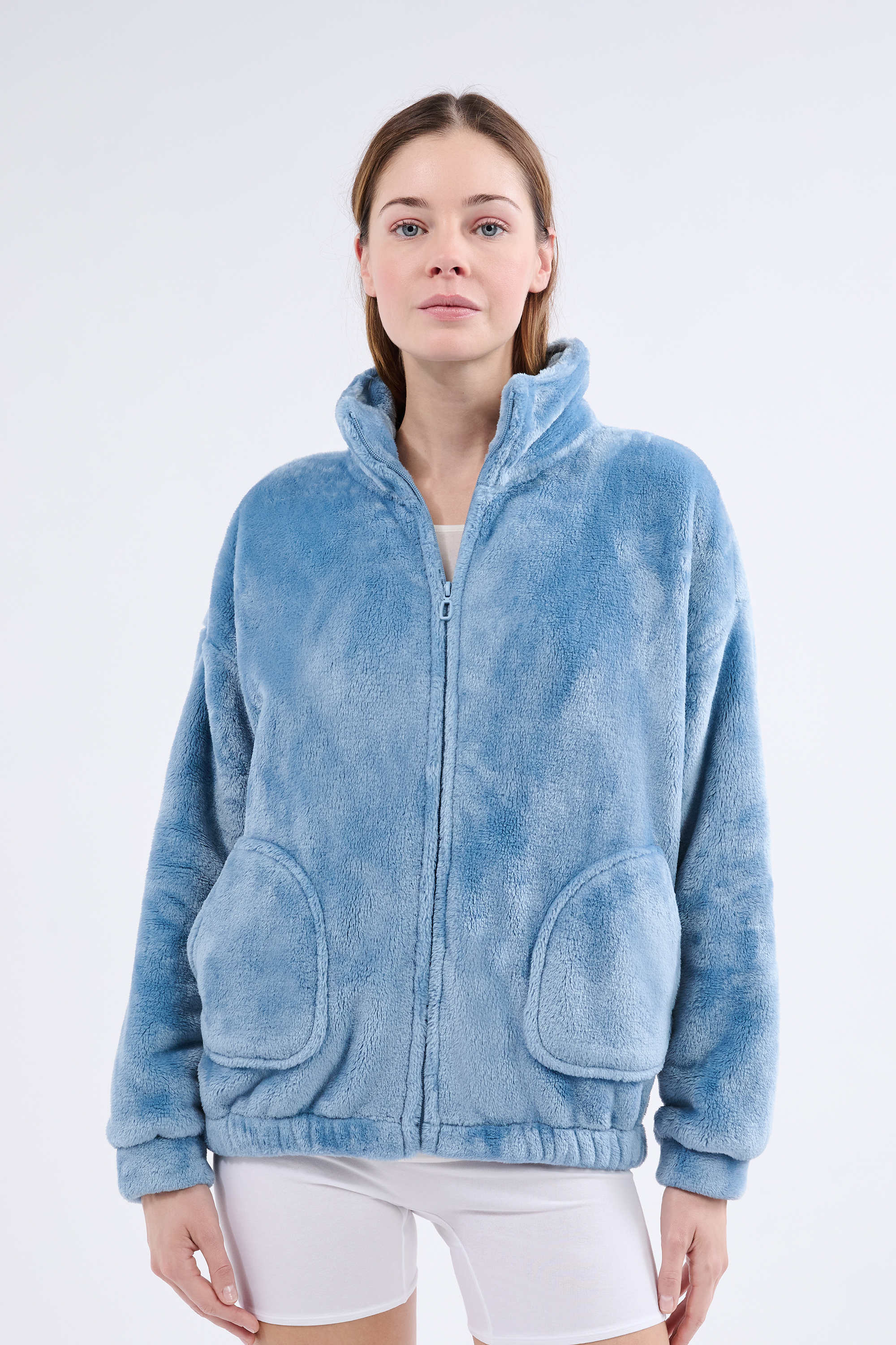 Veste de pyjama à manches longues effet polaire