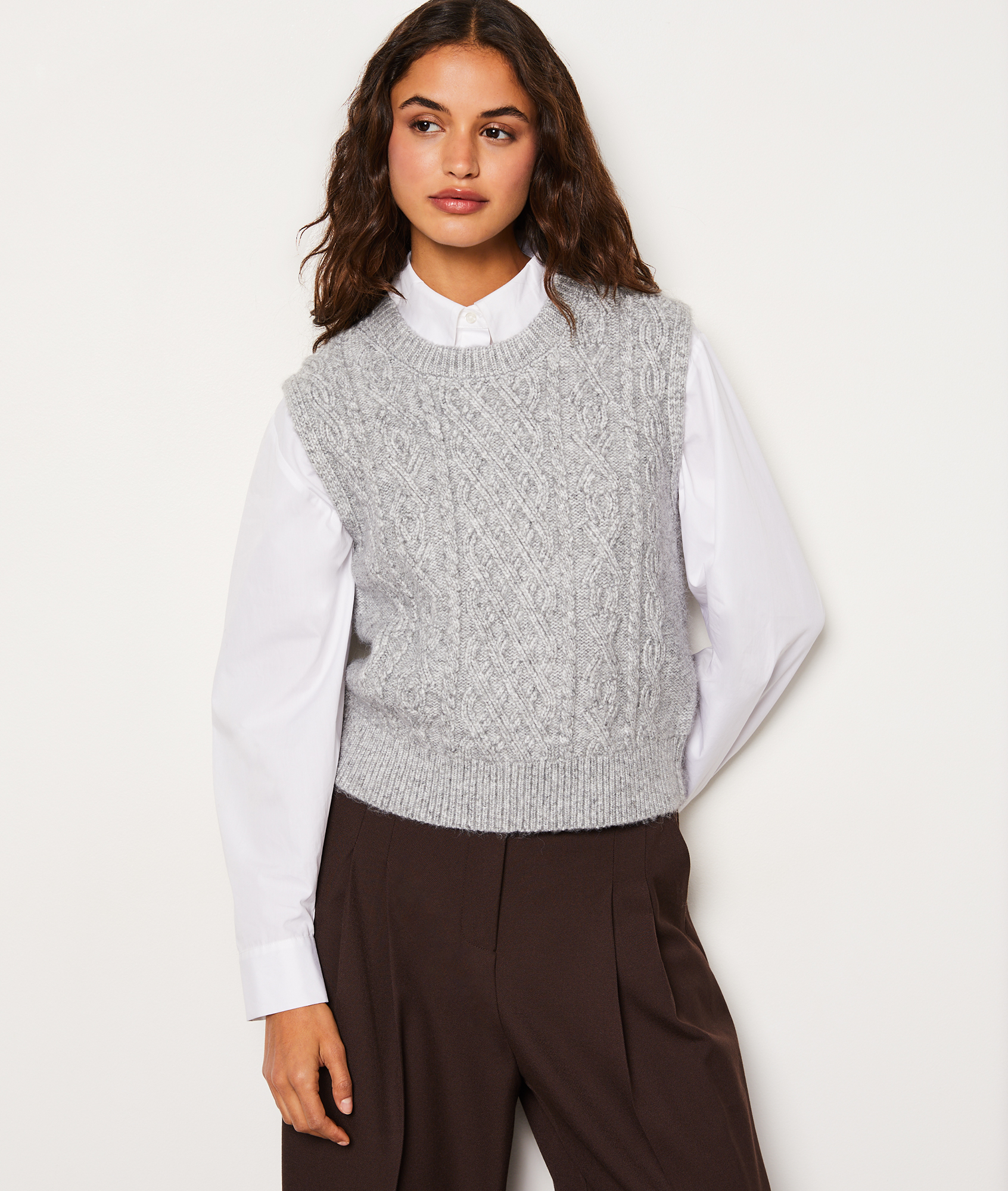 Pull Sans Manches En Maille Tricot Chocolat | Tricots | PLT FR