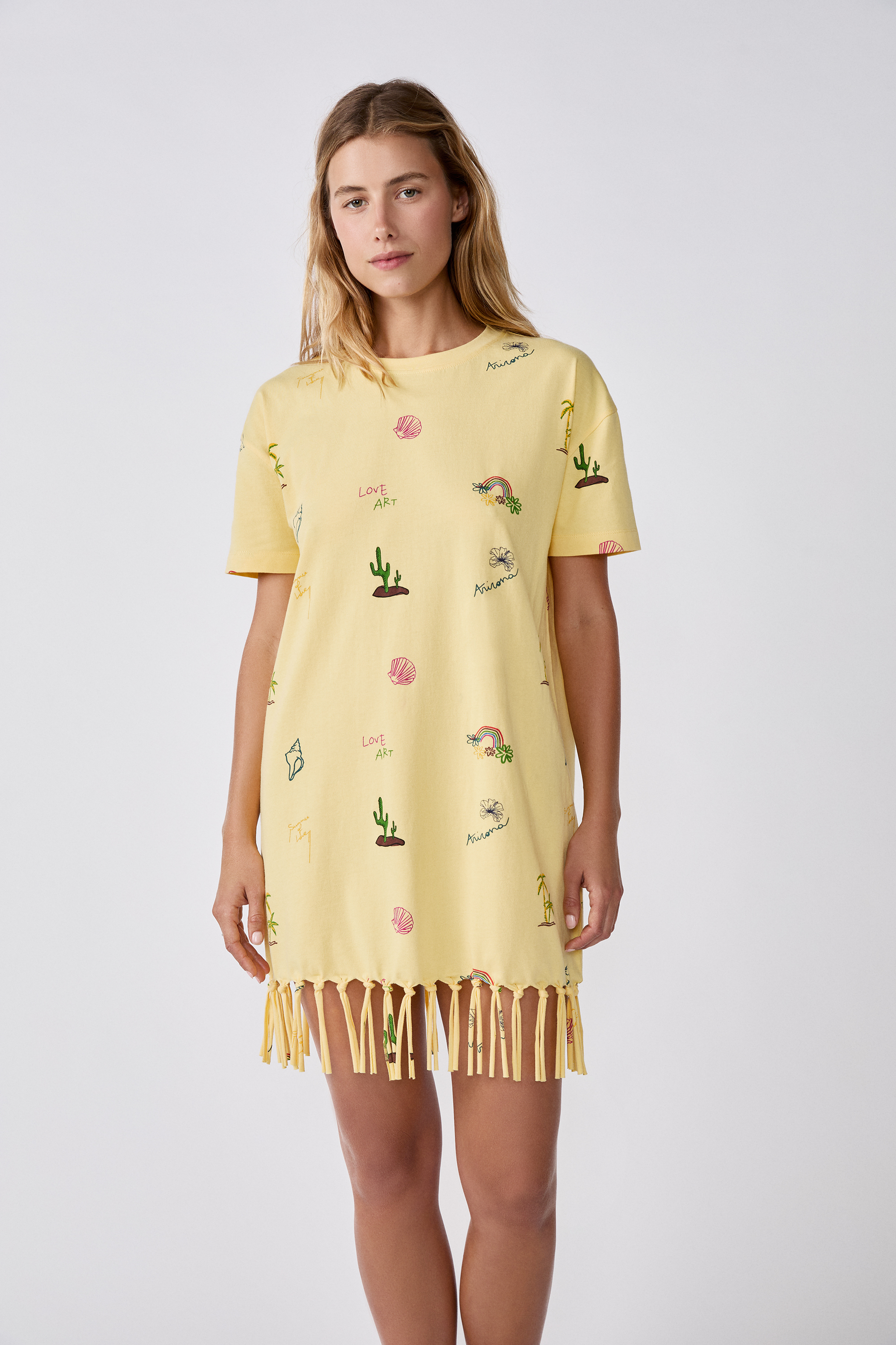 Robe t-shirt imprimée à franges ARIZONA LOVE X ETAM JAUNE ETAM