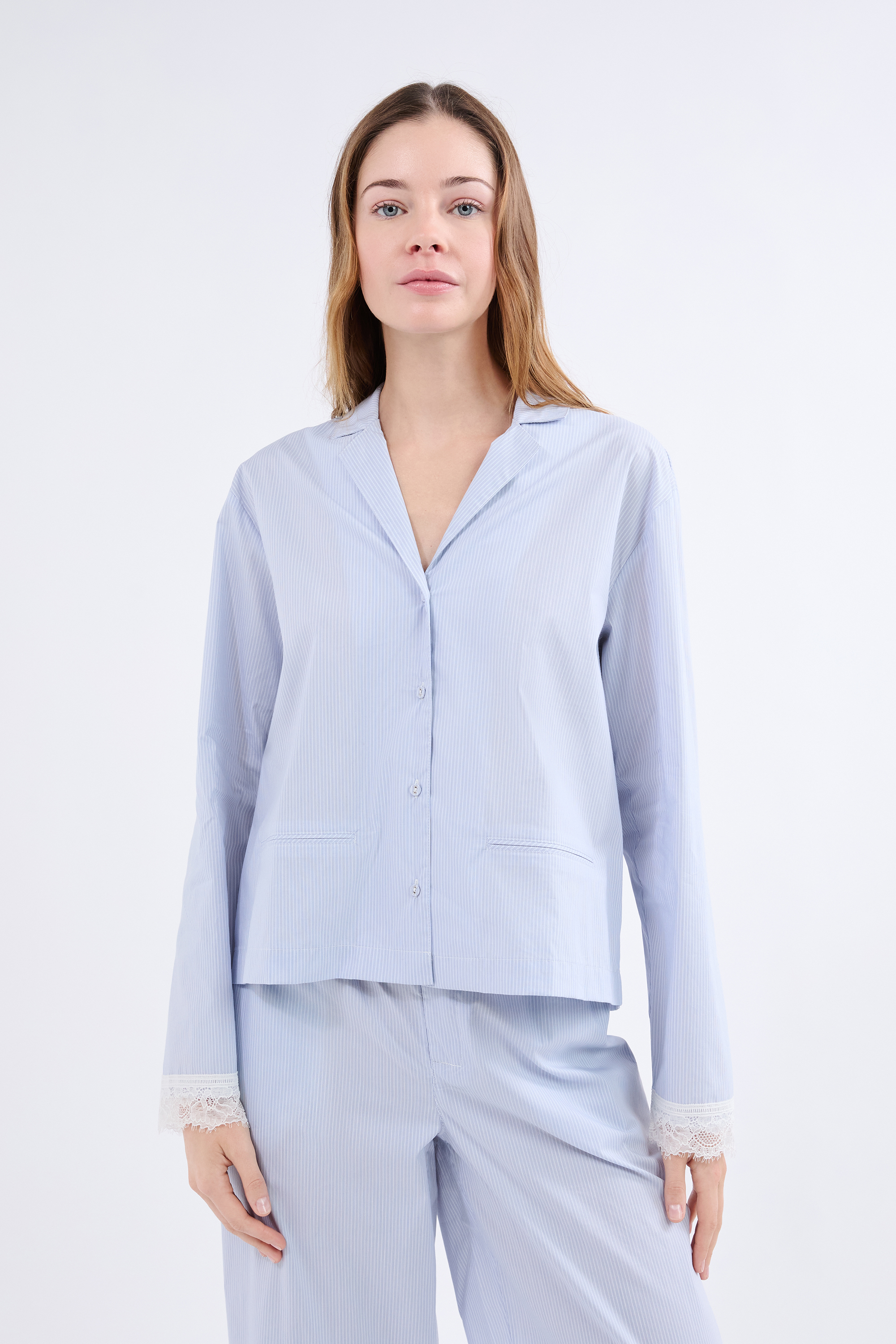 Chemise de pyjama à manches longues à rayures