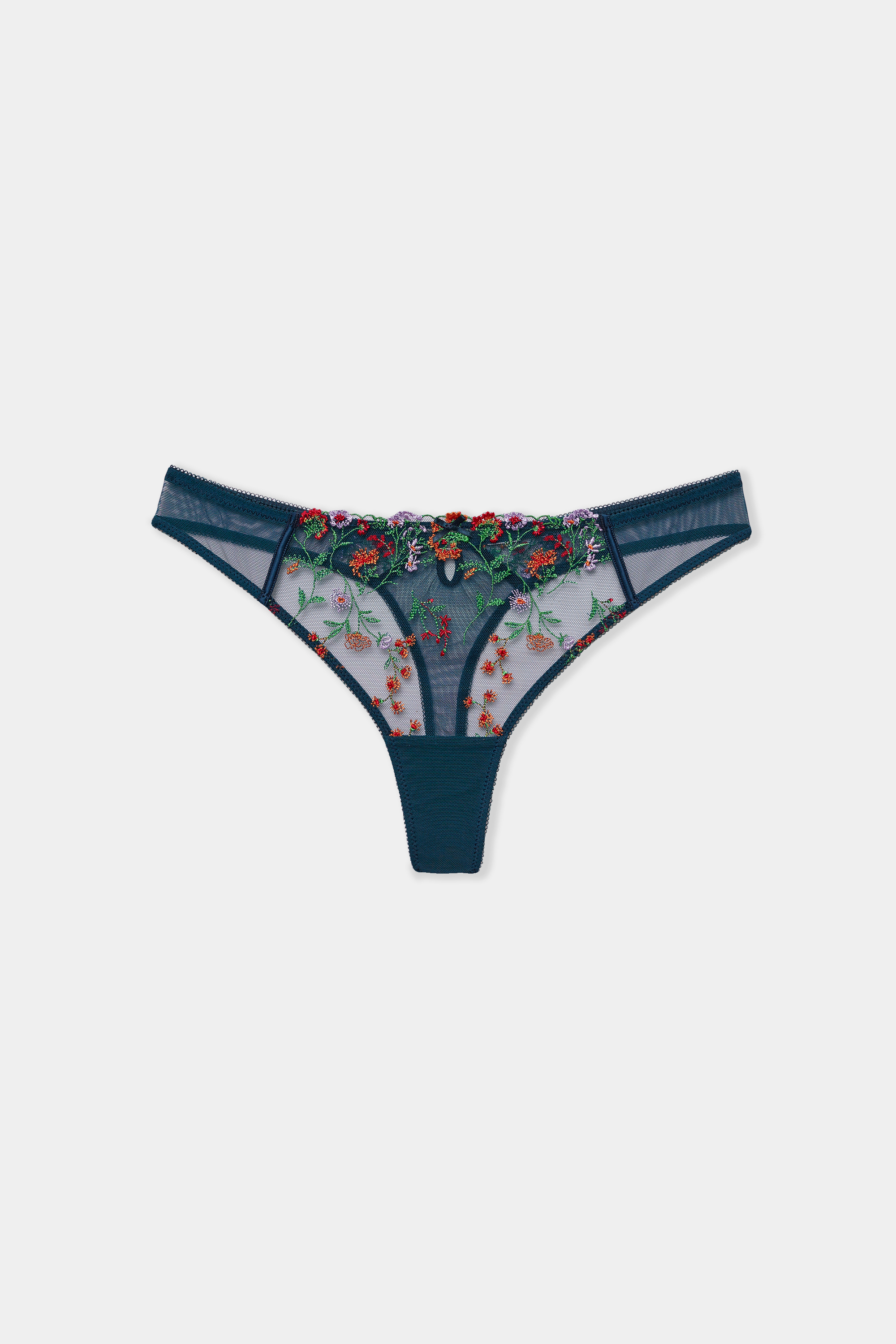String La Perla En Tulle Nervuré – Taille 44, Bleu, 30% Soie, Neuf Avec étiquettes
