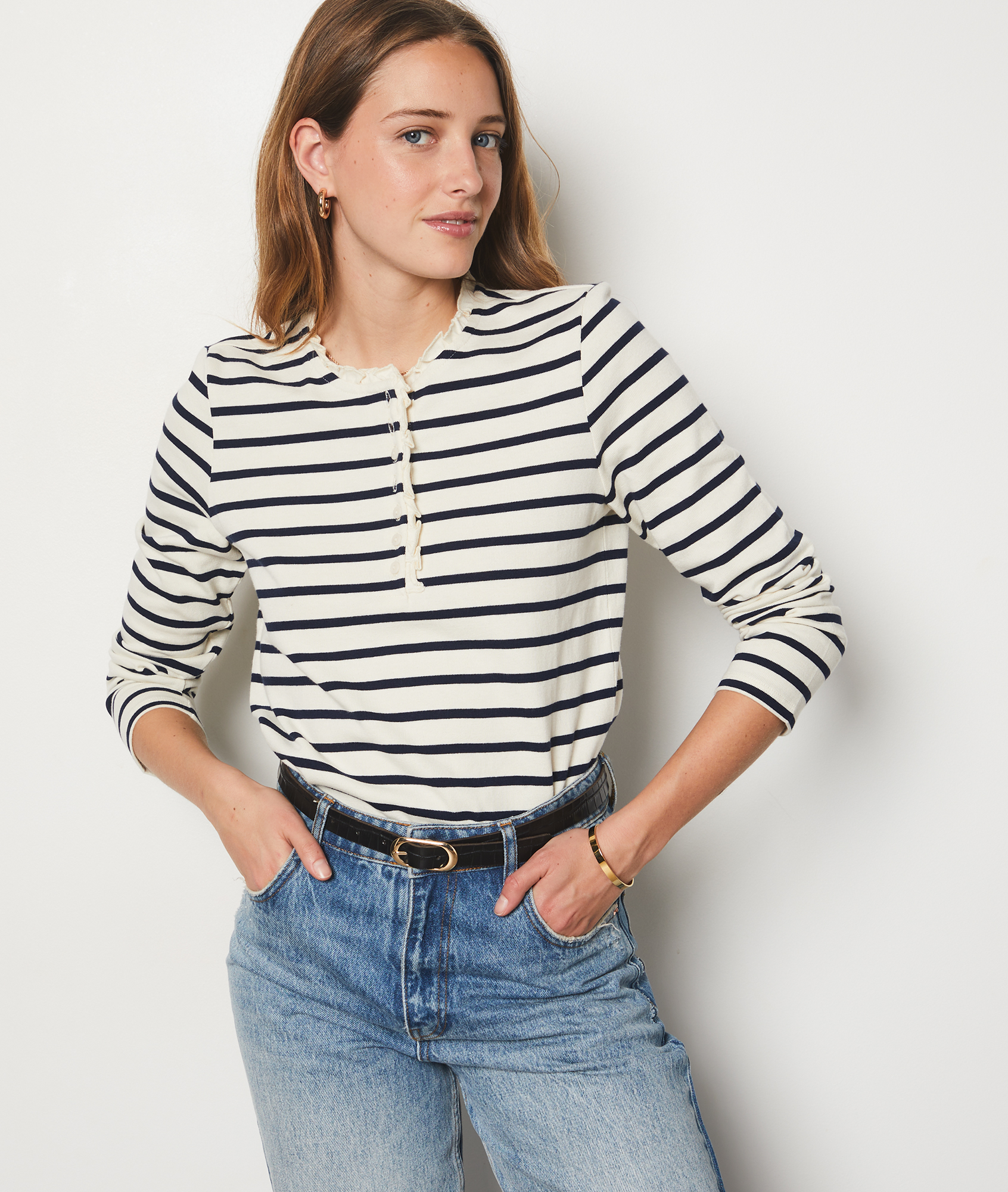 Polo marinière manches longues COTON - ETAM