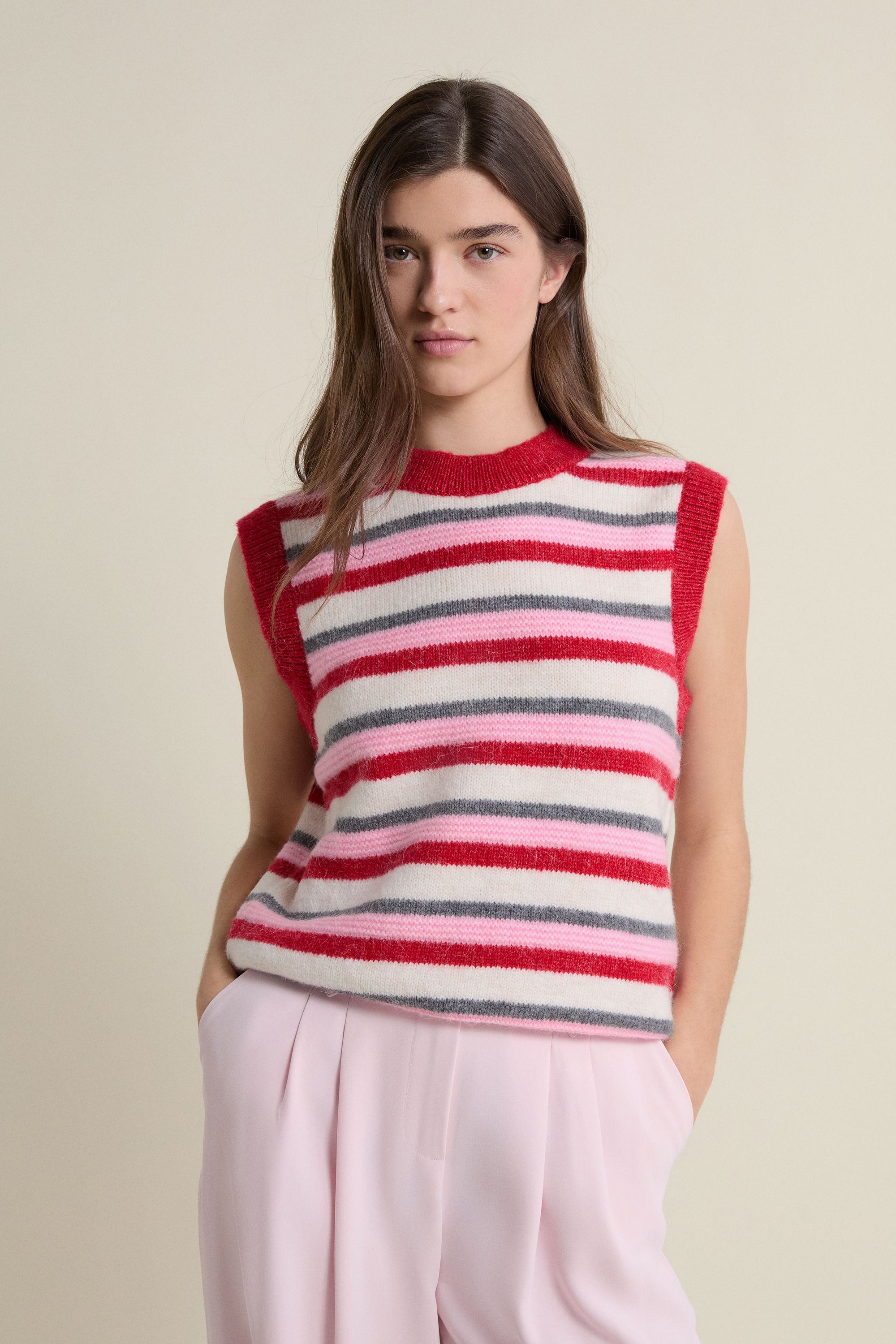 Pull sans manches à rayures A ANEL CASSIS - ETAM