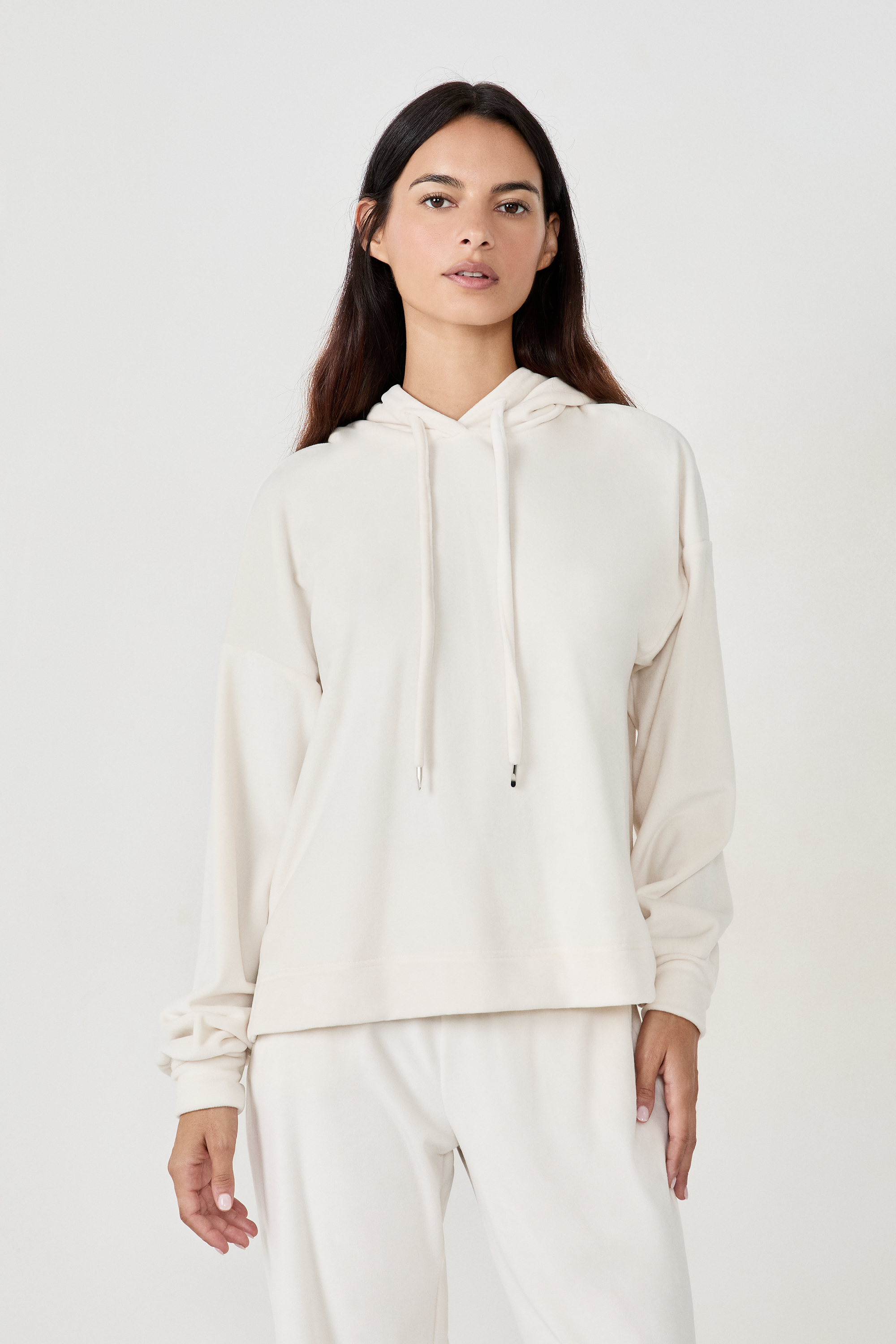 Sweatshirt à capuche effet velours POLYESTER - ETAM