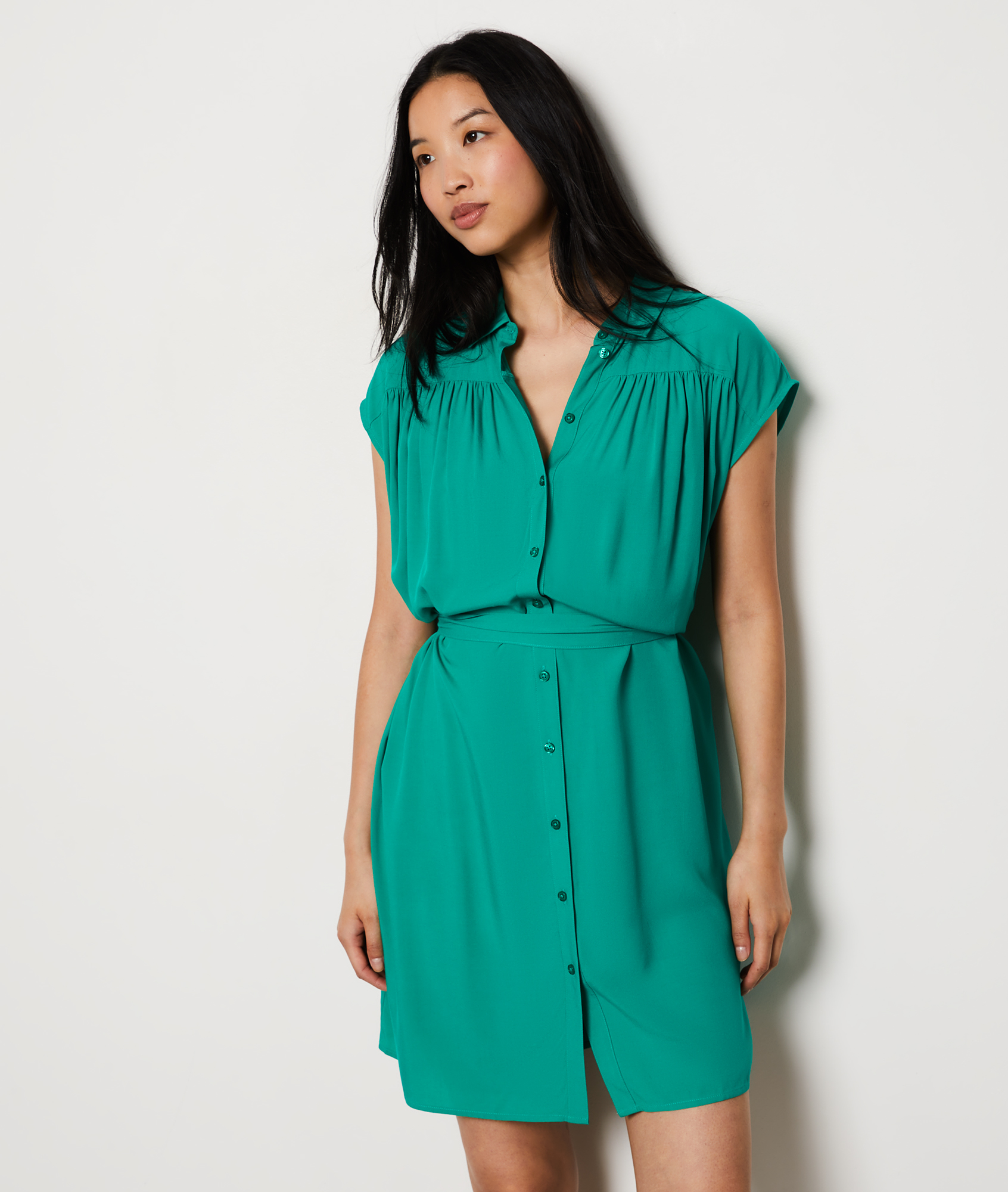 Chemise Femme L.L.Bean Manches Courtes, Boutonnée, Ventilée, Vert Aqua, Taille S
