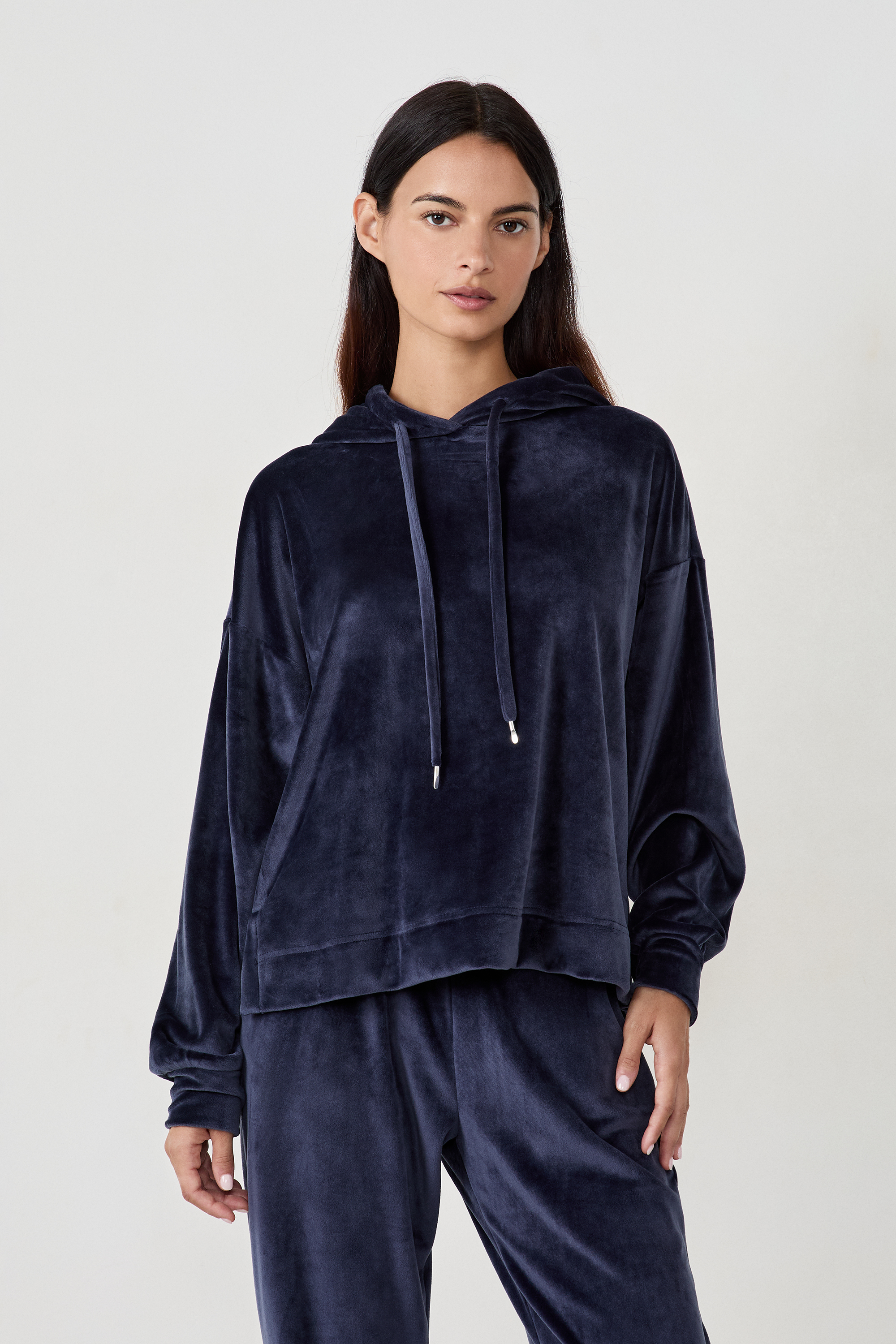 Sweatshirt à capuche effet velours POLYESTER - ETAM