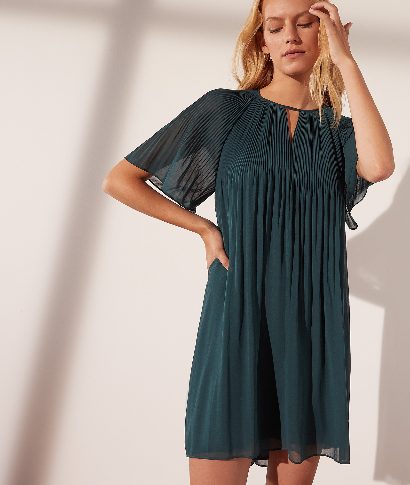 robe verte plissee
