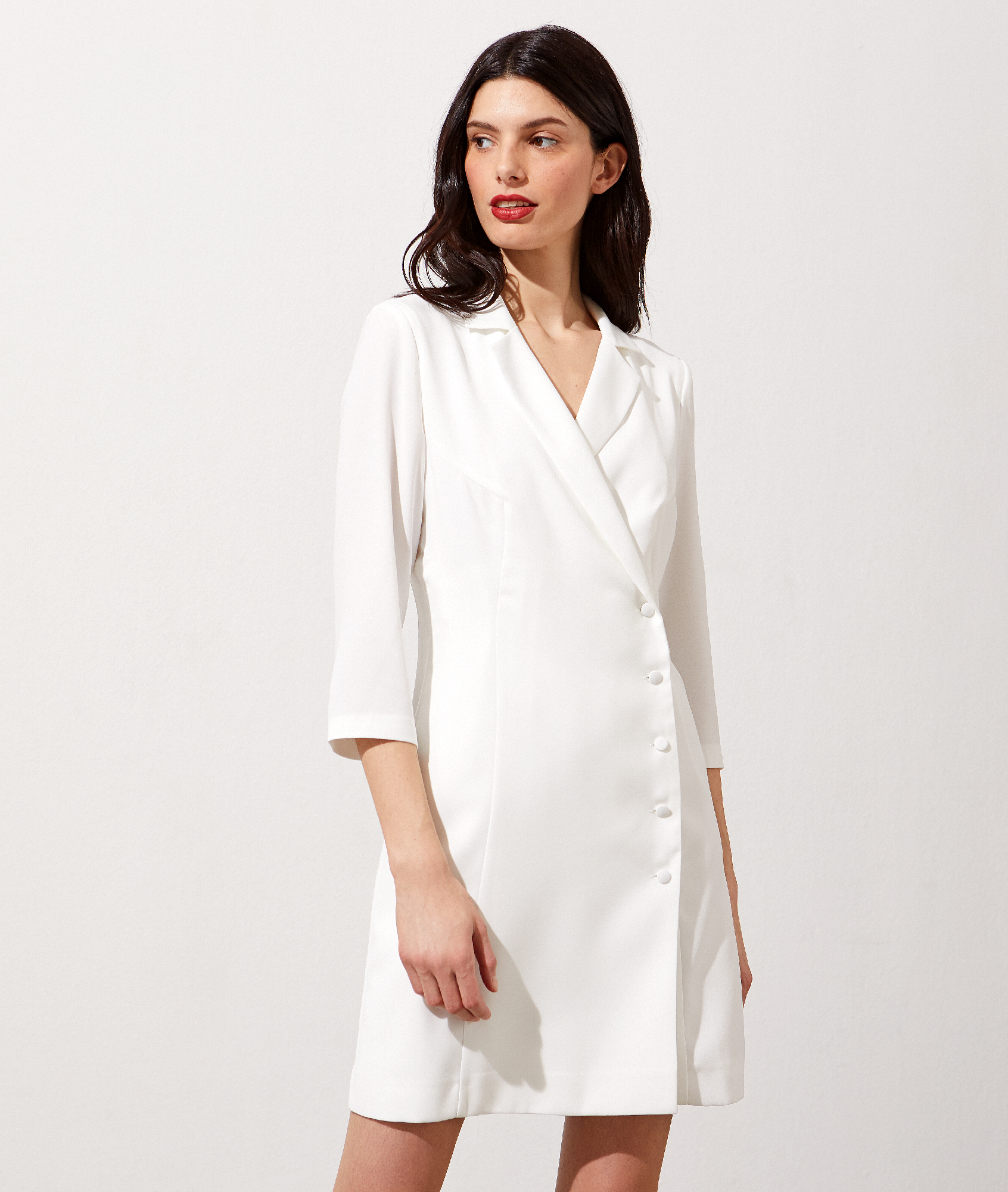 Robe smoking en crêpe envers satin OFFWHITE ETAM